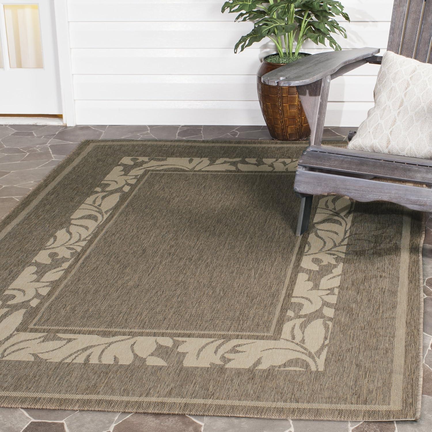 Courtyard CY1704 Power Loomed Indoor and Outdoor Area Rug - Brown/Natural - 6'7"x6'7" - Safavieh