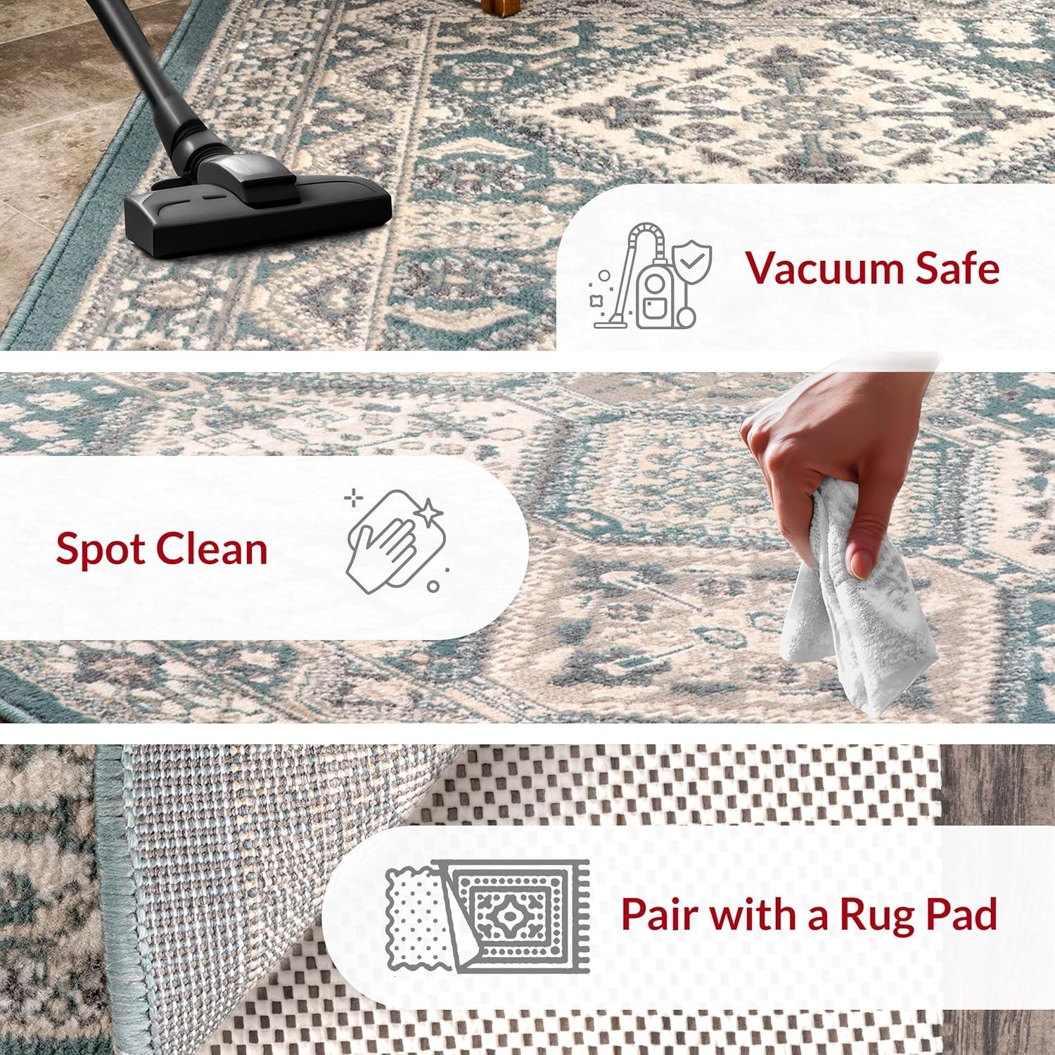 Nuloom 4x6 Becca  Tiled Indoor Area Rug, Blue, Faded Transitional Design, Stain Resistant, BedroomLiving Room, Kitchen,
