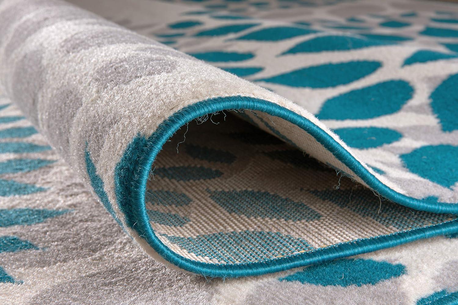 World Rug Gallery Modern Floral Circles Blue 3'1" x 5' Area Rug