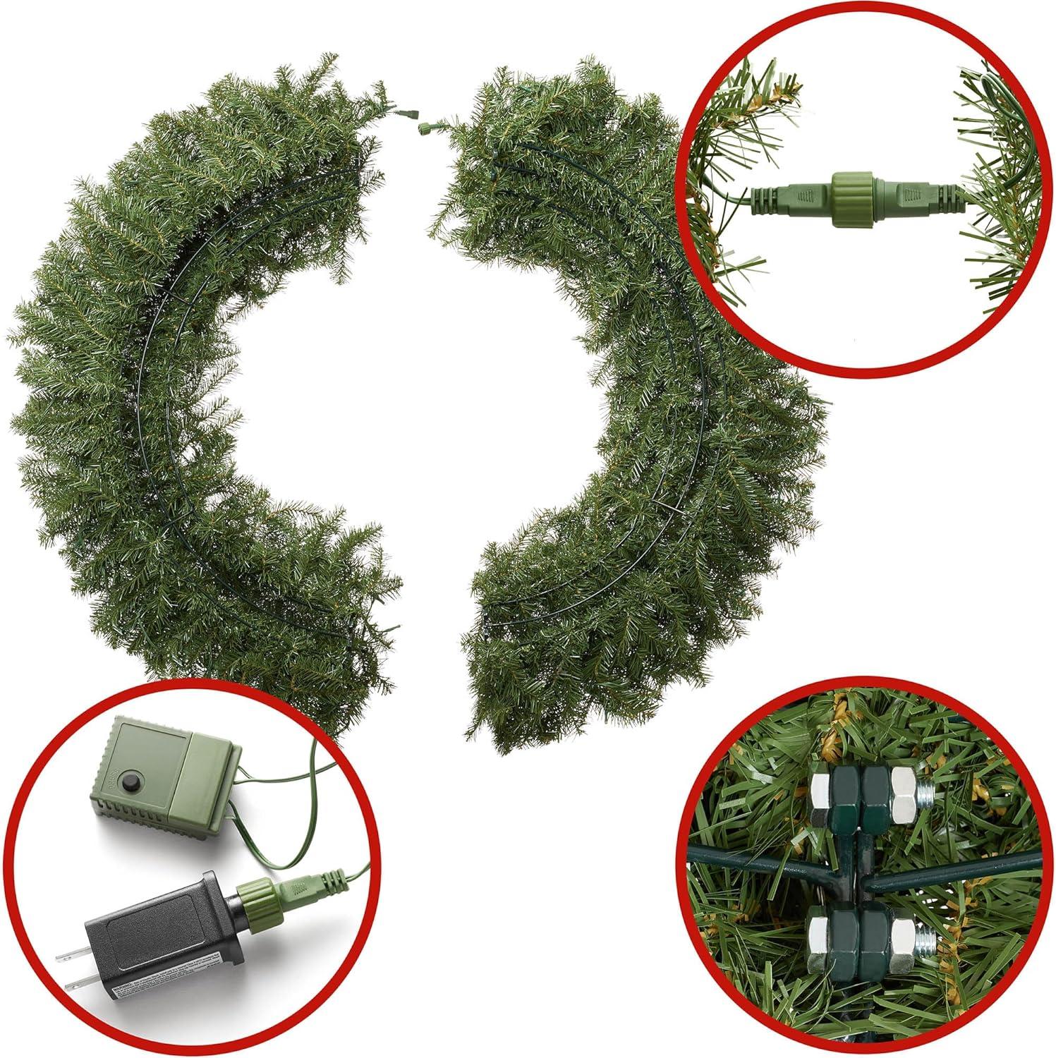 Casafield Artificial Christmas Wreath for Front Door, Window or Mantel, Green Fir Indoor/Outdoor Holiday Décor