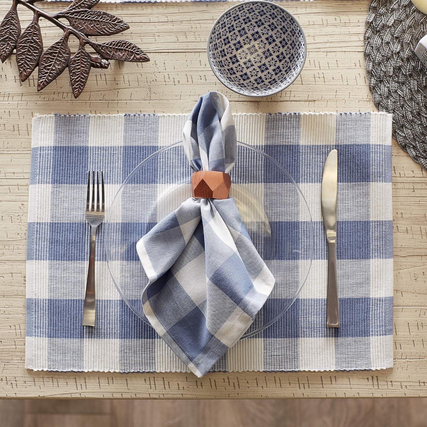 DII Stonewash Blue Buffalo Check Ribbed Placemat (Set of 6)