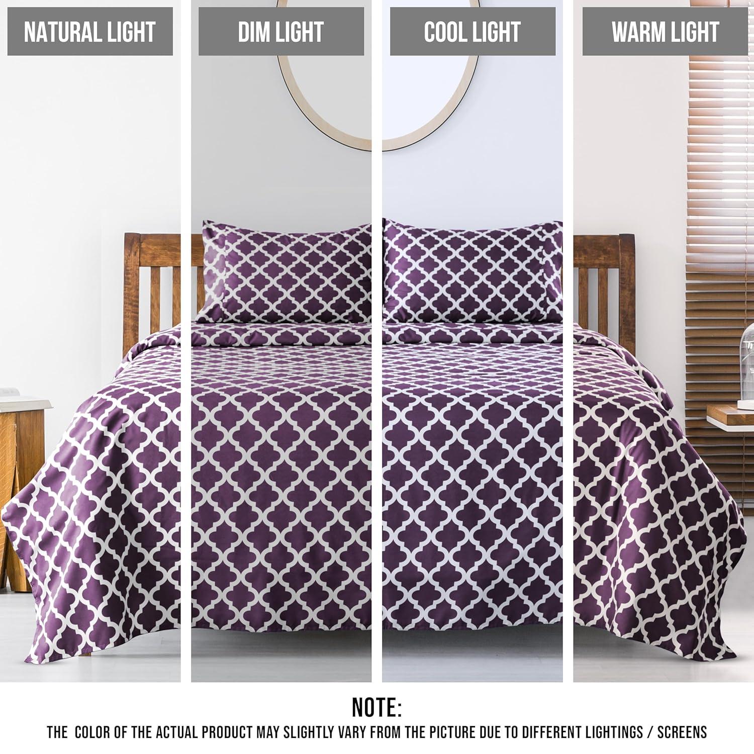Lux Decor Collection Lux Decor Collection 4 Pc Soft Microfiber Bed Sheets Set Geometric Quatrefoil Bedding