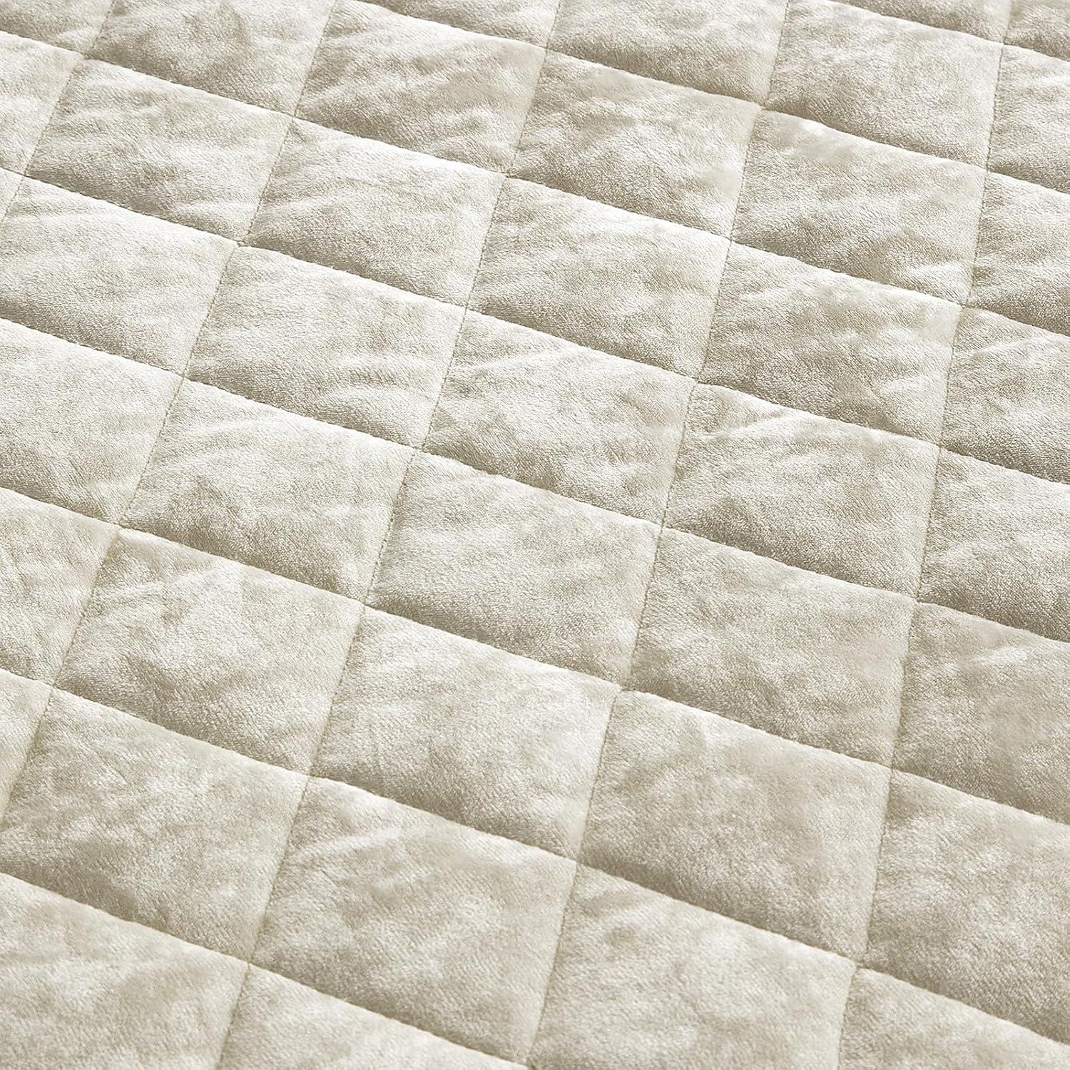 Chezmoi Collection Diamond Stitch Reversible Plush Distressed Velvet Quilt Set