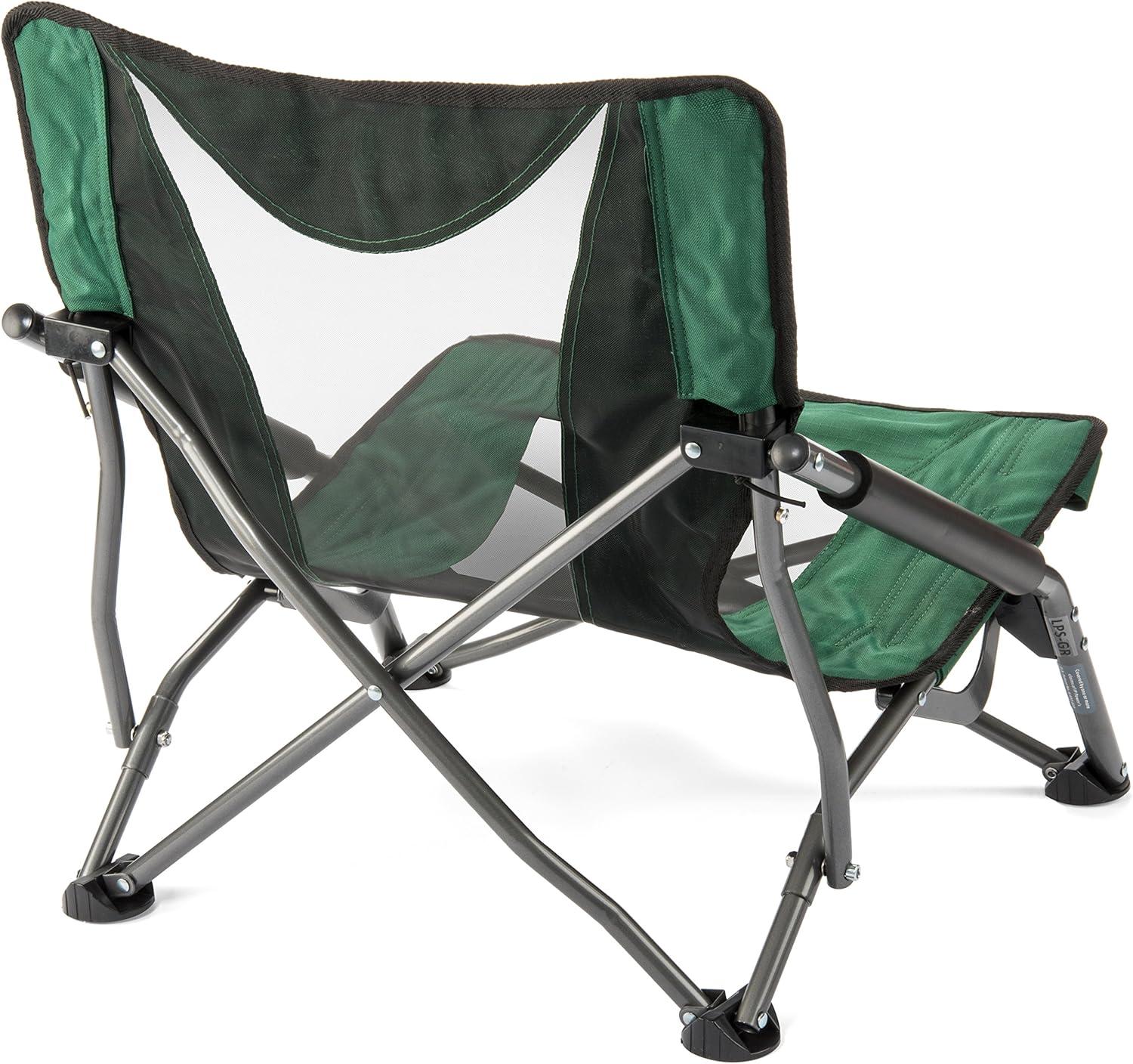 Cascade Mountain Tech Low Profile Camp Chair, Polyester and Mesh - Black