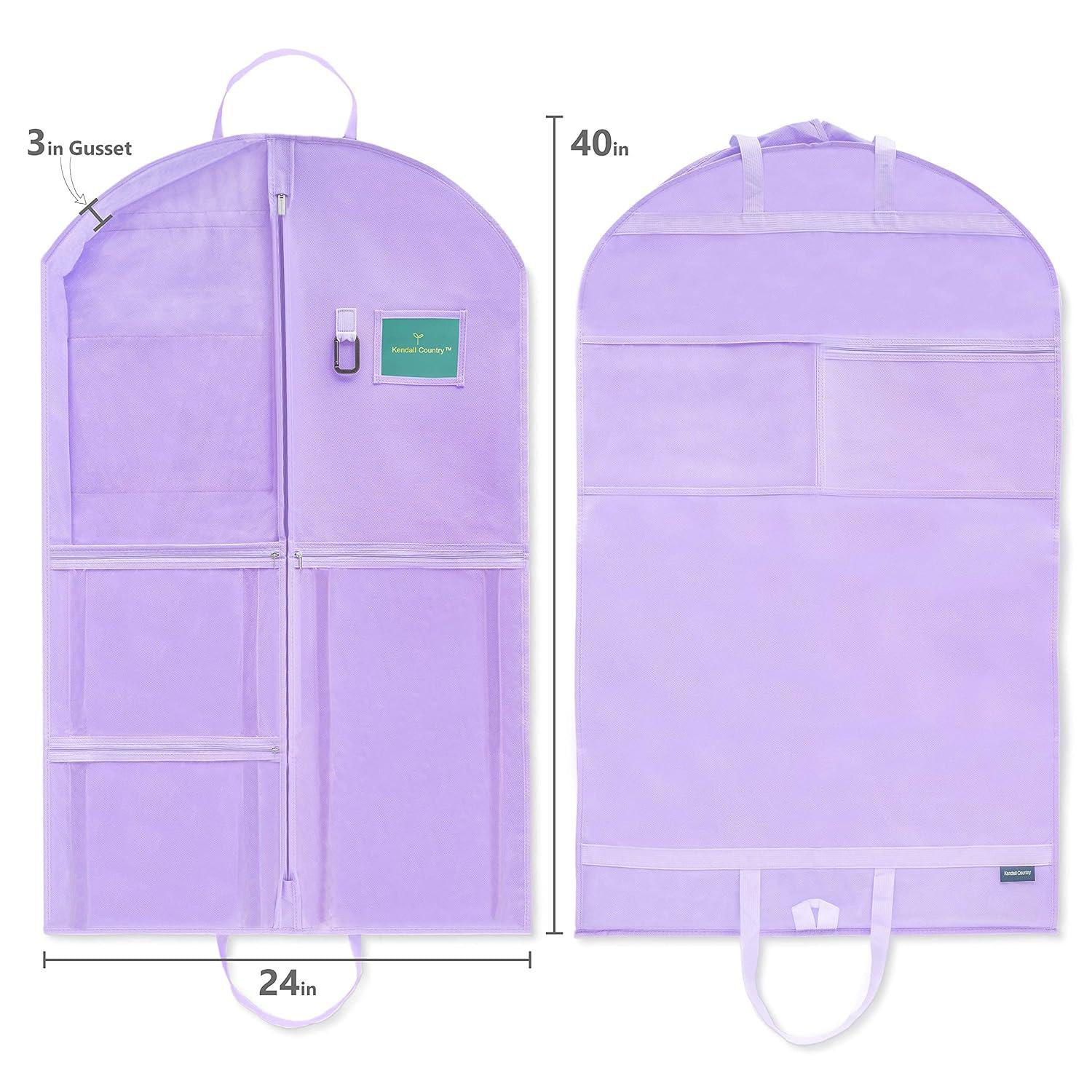 Kendall Country Dance Garment Bag Costume Organizer for Dancers, Beauty Pageants, Sports, Gymnasts, Figure Skaters, Travel and more - Lavender Purple 40 inch Long