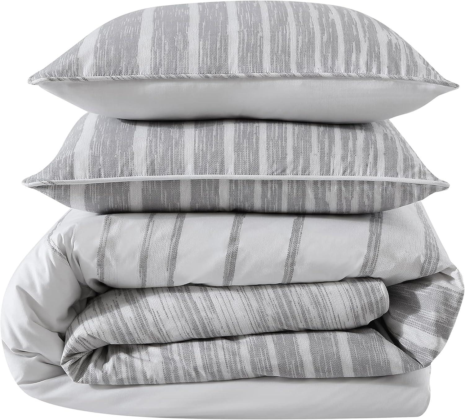 Kenneth Cole Abstract Stripe Cotton Grey Comforter Set