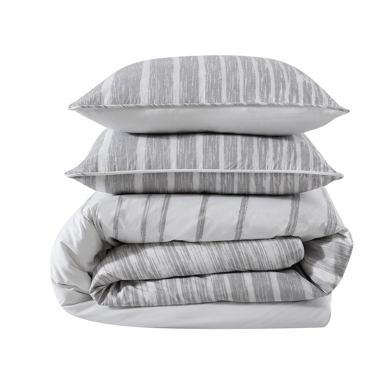 Kenneth Cole Kenneth Cole Abstract Stripe Cotton Grey Comforter Set