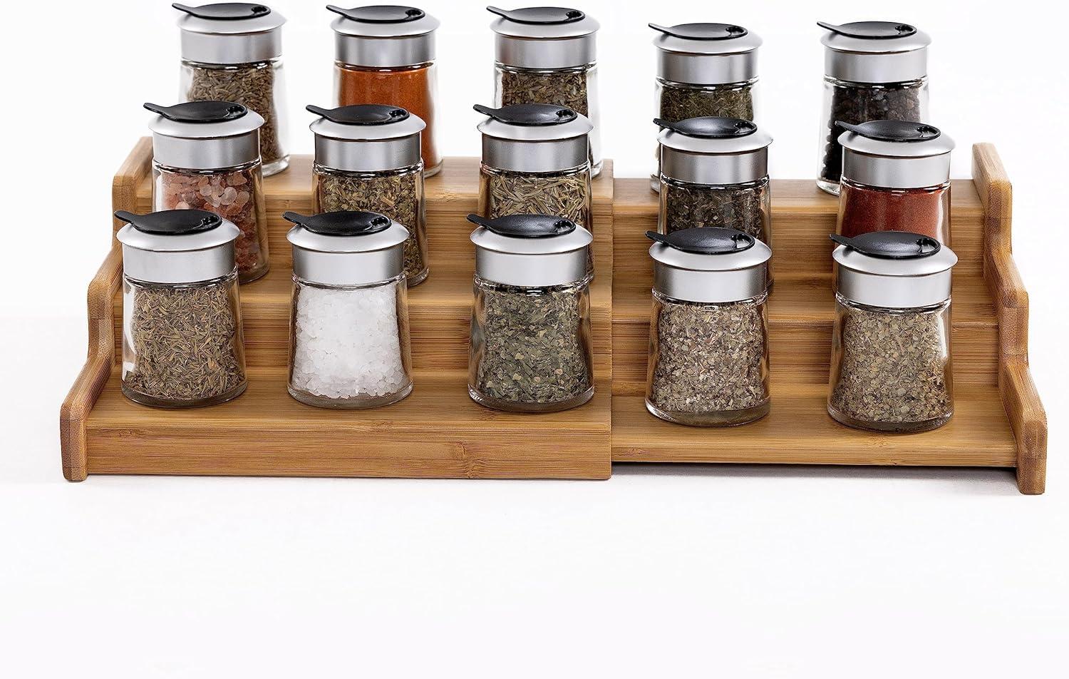 Seville Classics 3-Tier Expandable Bamboo Spice Rack