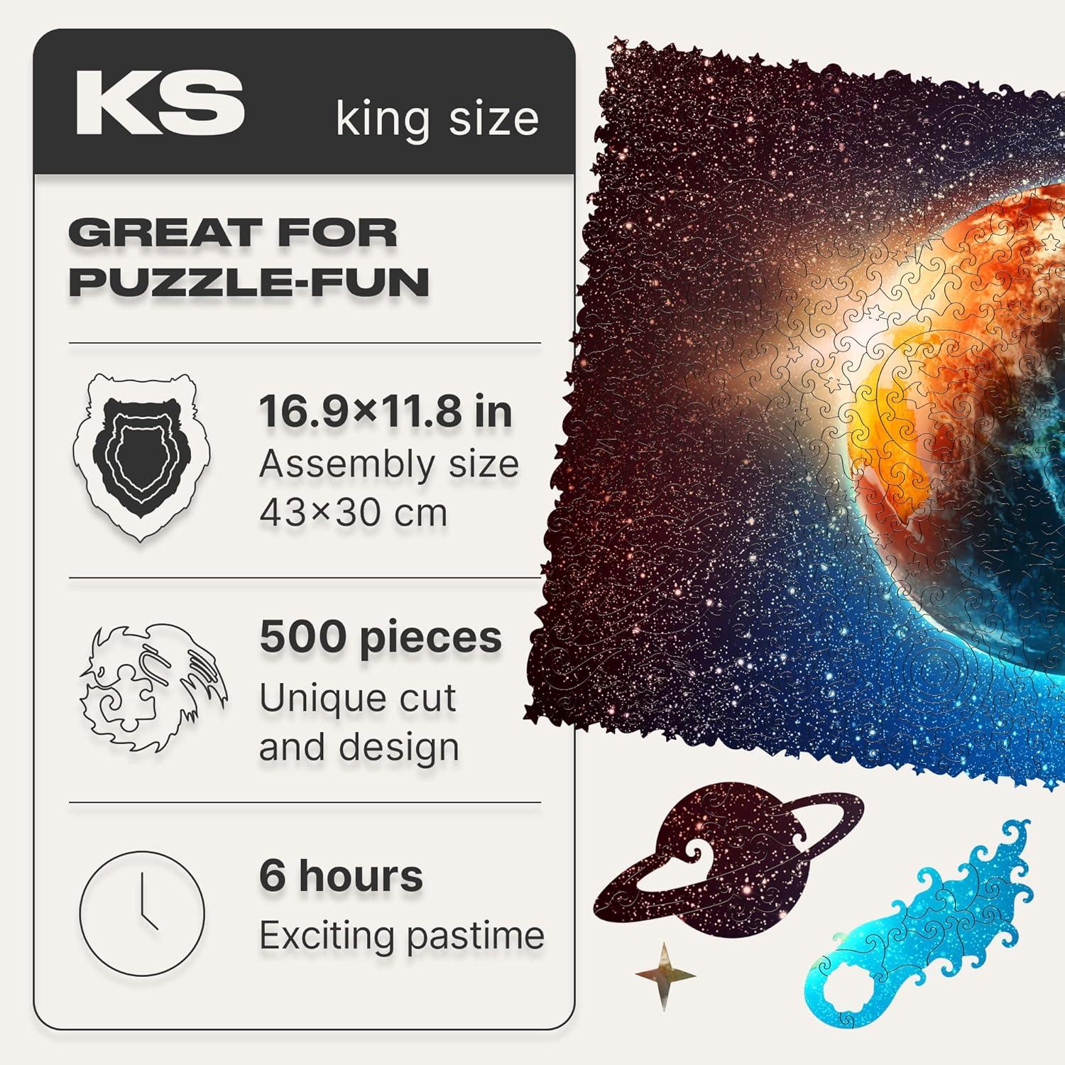 UNIDRAGON Wooden Puzzle Planet Earth 500 Pieces KS Space View