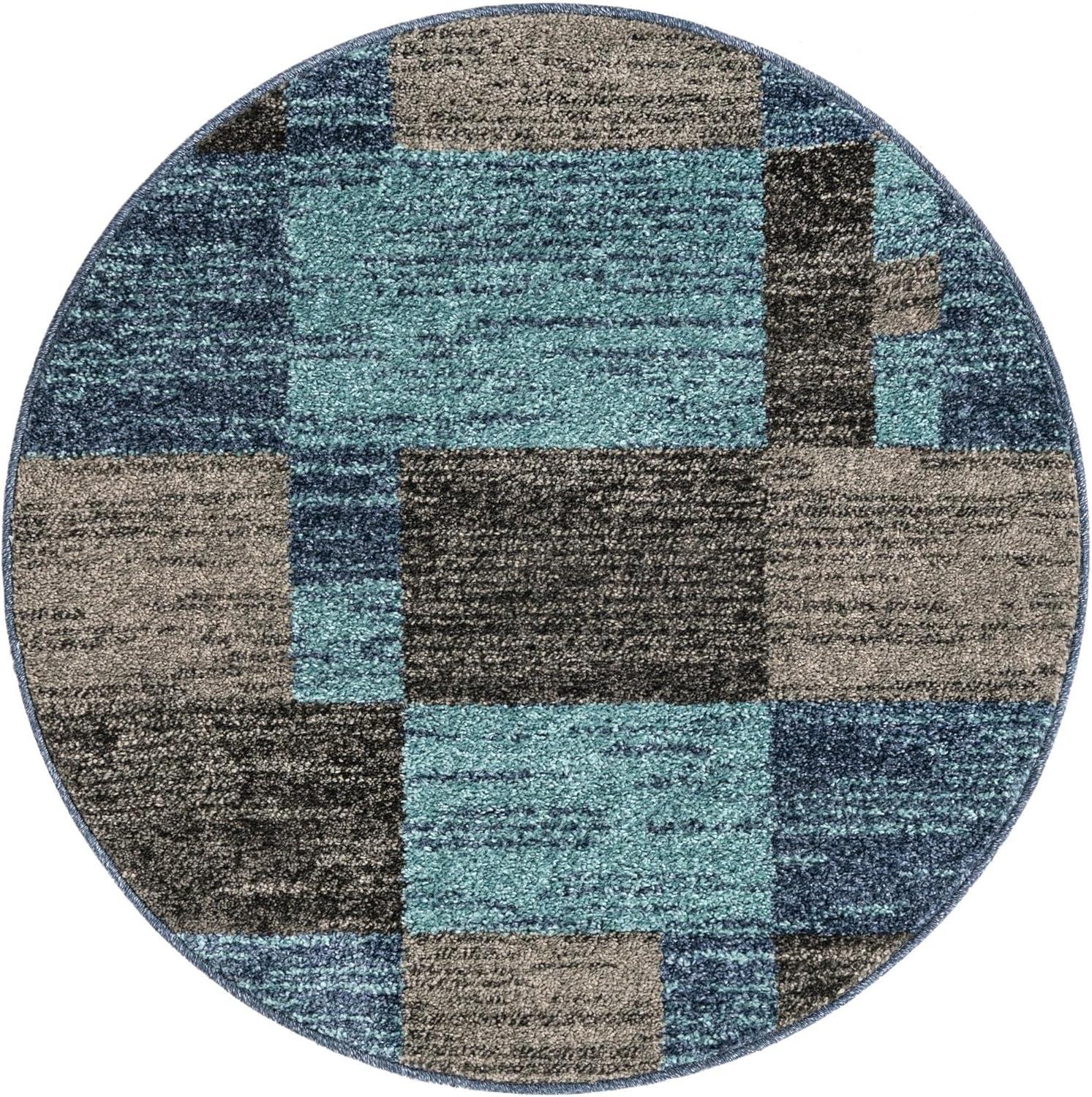 Unique Loom Autumn Collection Area Rug - Providence (3' 3" Round Blue Gray/Light Brown)