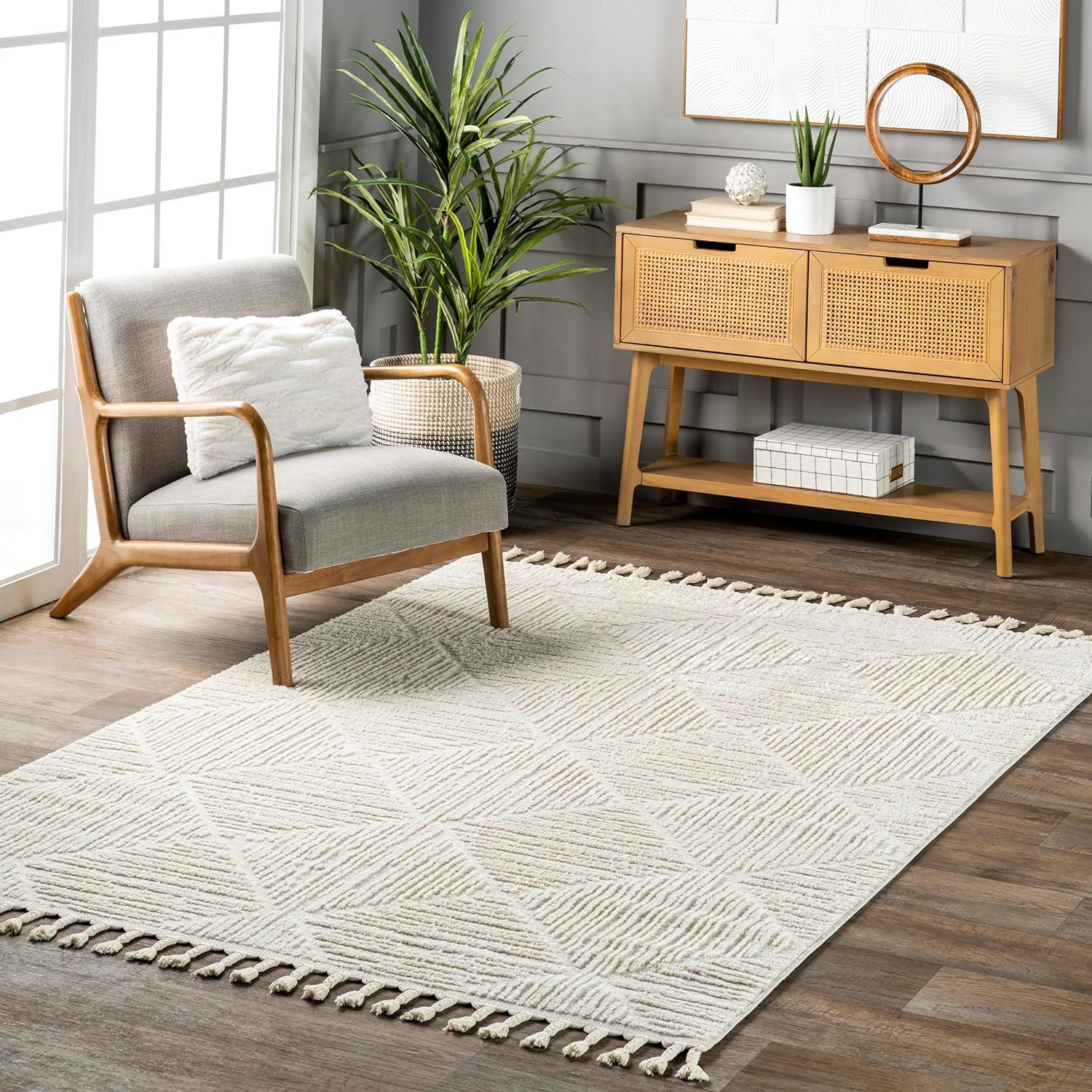 Nuloom Kerry Textured Geometric Tasseled Indoor Area Rug