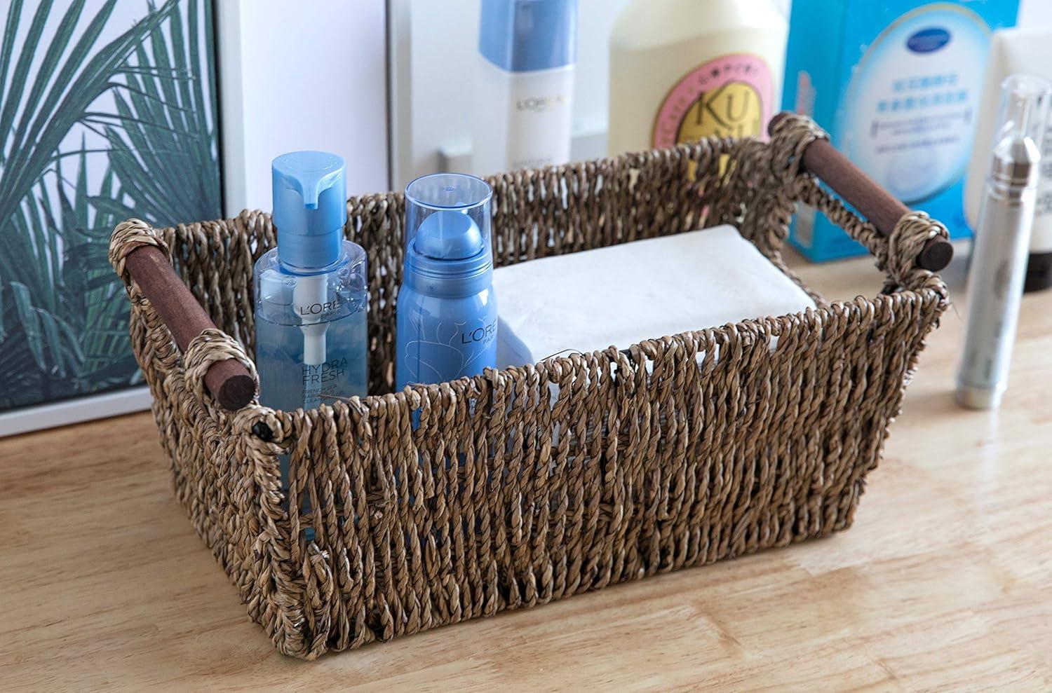 Vintiquewise Seagrass Counter-Top Basket Great for Folded Paper Towel