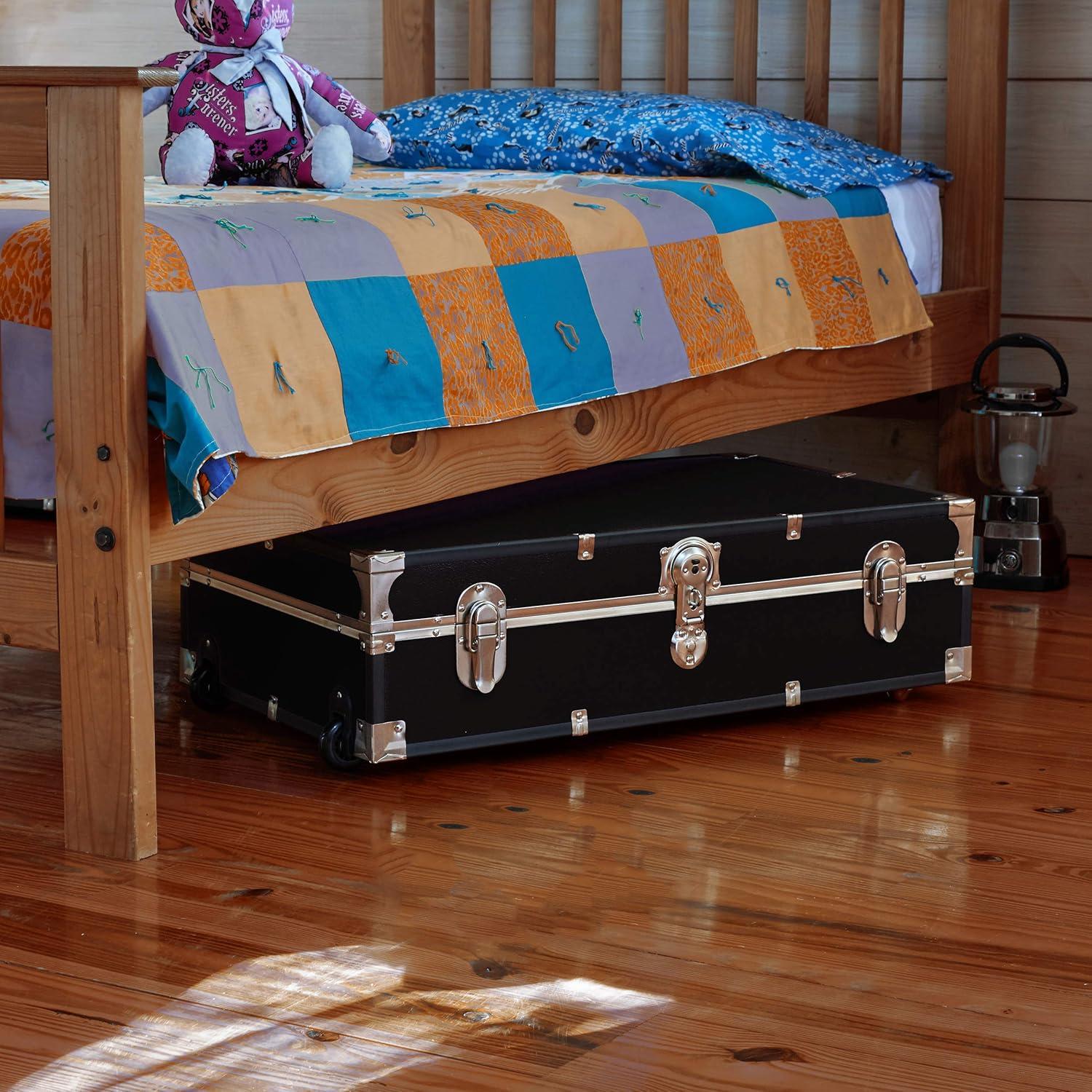 31 in. Under the Bed Trunk with Wheels & Lock, Black