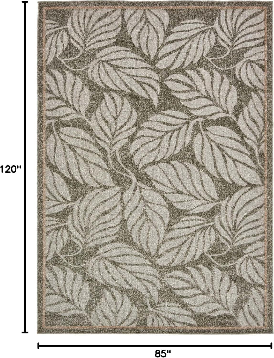 Unique Loom 7' 1 x 10' 0 Gray Outdoor Botanical Augusta Area Rug