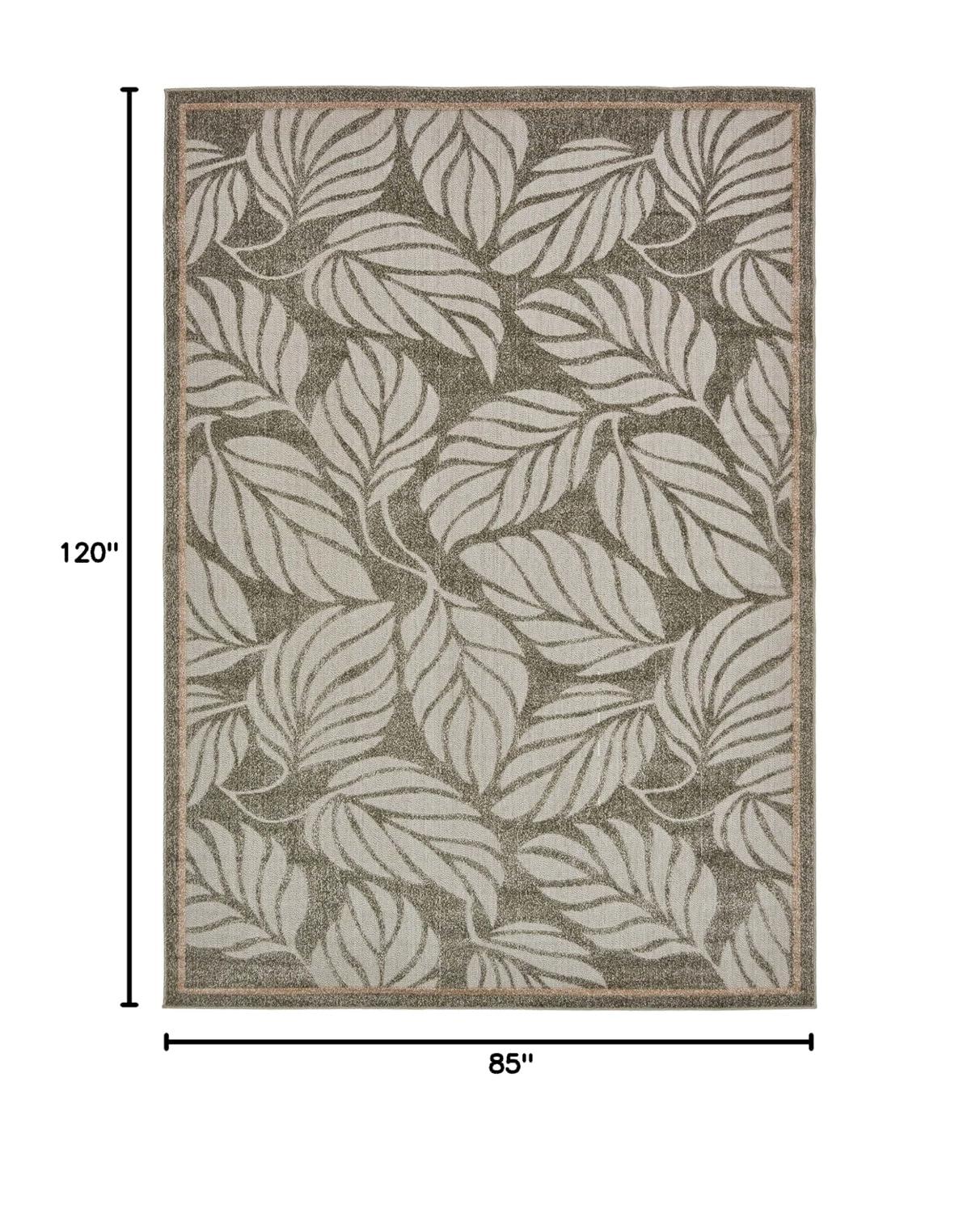 Unique Loom 7' 1 x 10' 0 Beige Outdoor Botanical Augusta Area Rug