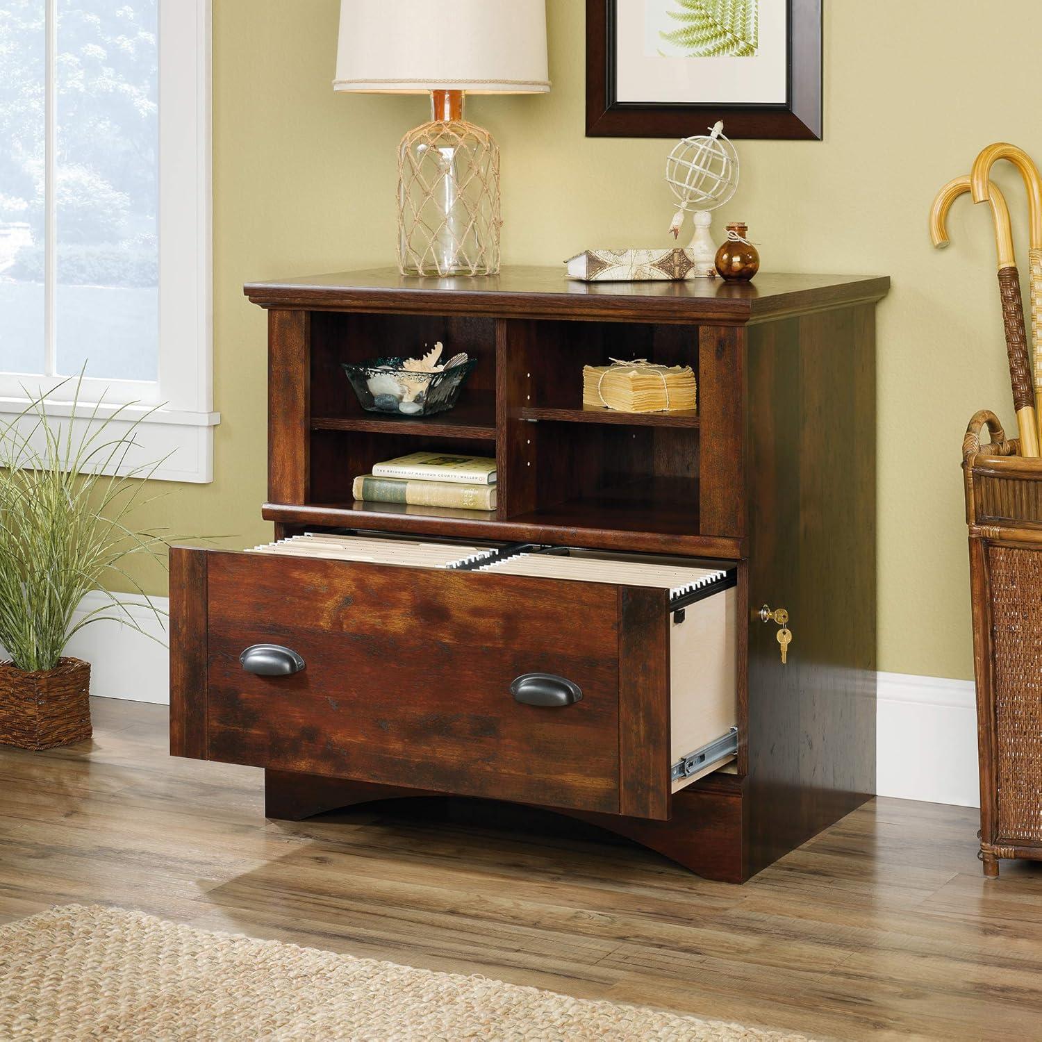 Curado Cherry Lockable Lateral Filing Cabinet with Shelves