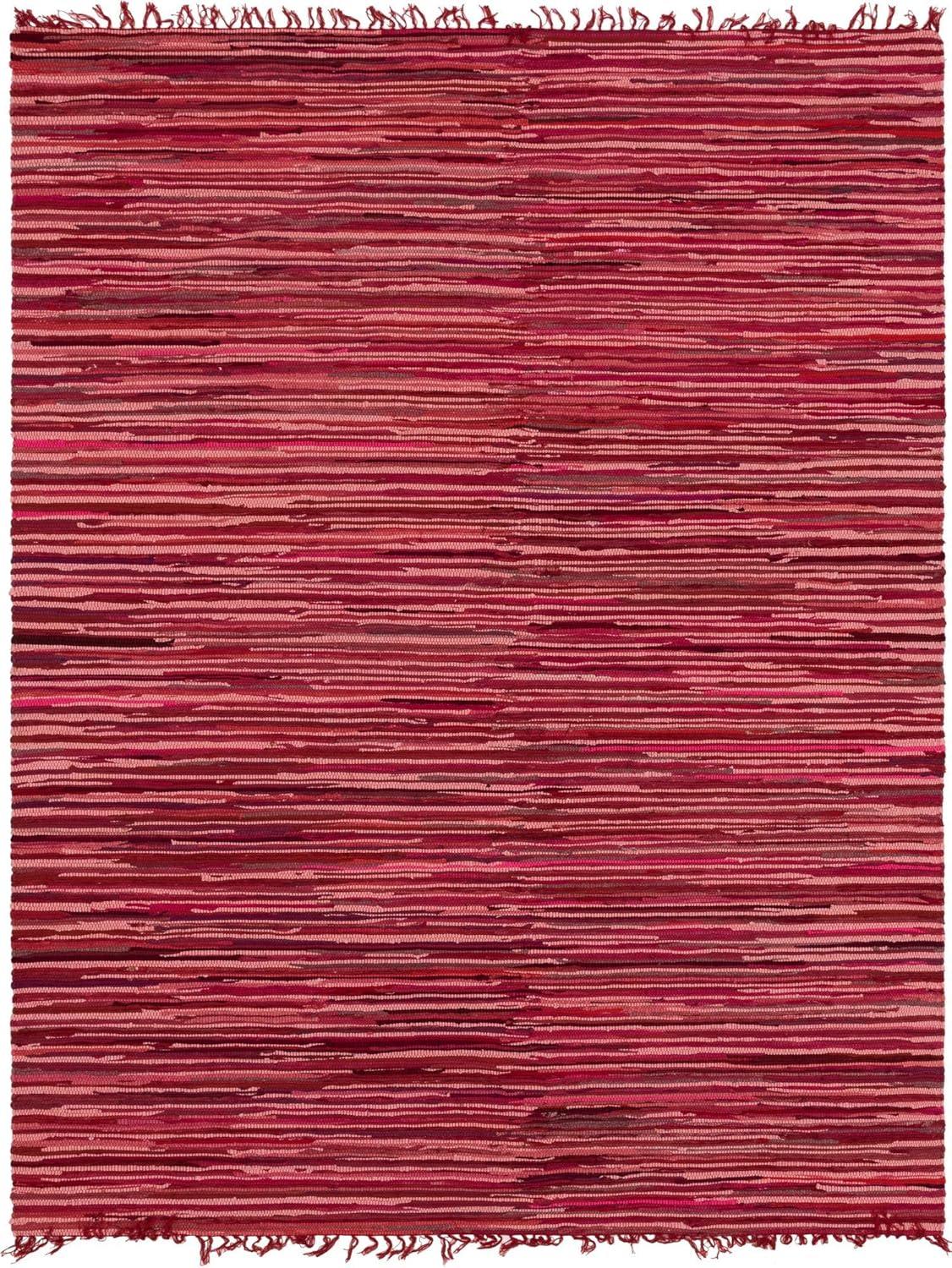 Presley Striped Hand-Knotted Cotton Red Area Rug