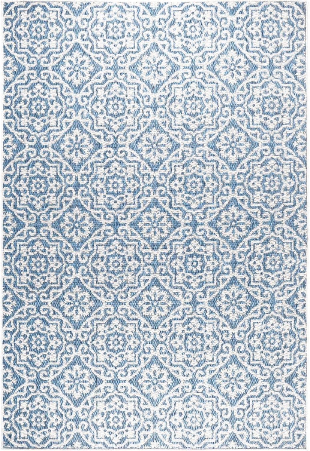 Nicole Miller New York Patio Country Danica Geometric Indoor/Outdoor Area Rug, Blue/Gray