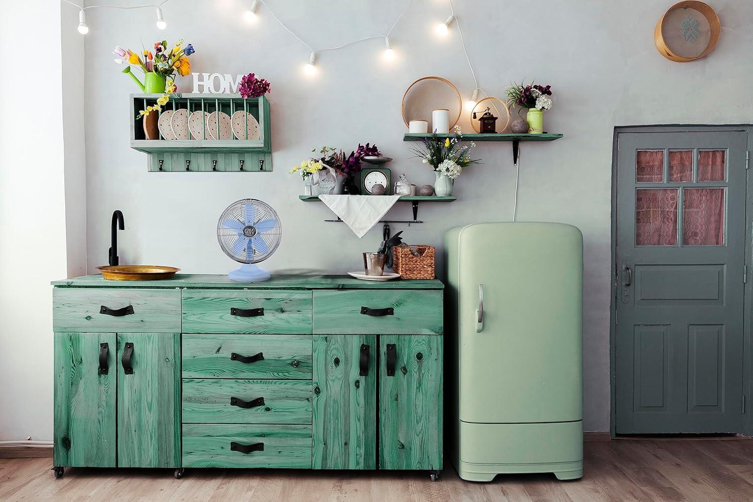 Good Housekeeping Good Housekeeping's All-Metal 12" Retro Desk Office Table Fan with Wide Oscillation, 3-Speed Settings & Carrying Handle (Multiple Finishes Available)