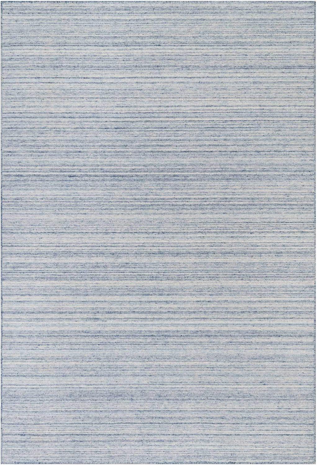 Dakota Handwoven Blue Stripe Synthetic Outdoor Area Rug - 7'6" x 9'6"