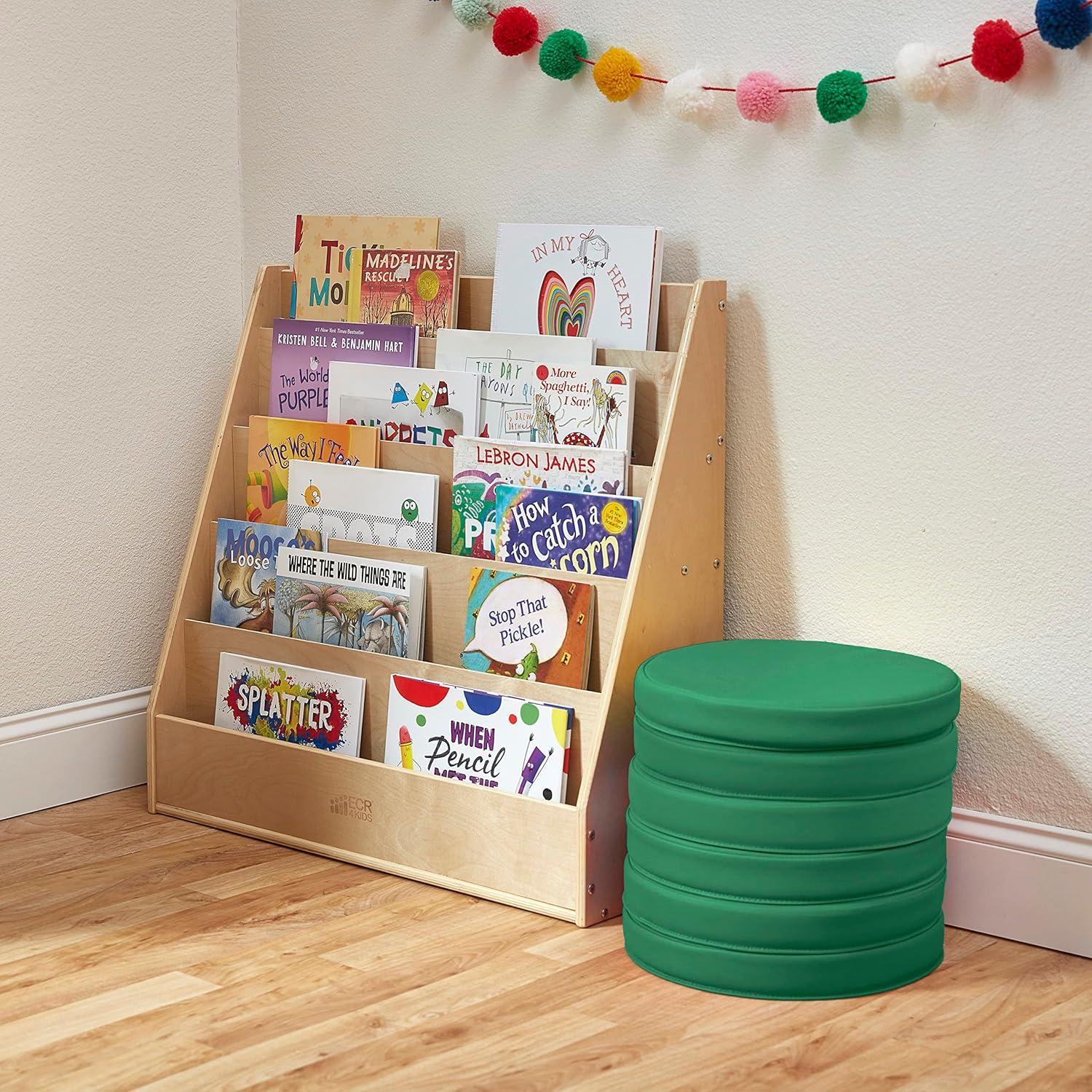 ECR4Kids SoftZone Floor Cushions, Round, Flexible Seating, Green, 6-Piece