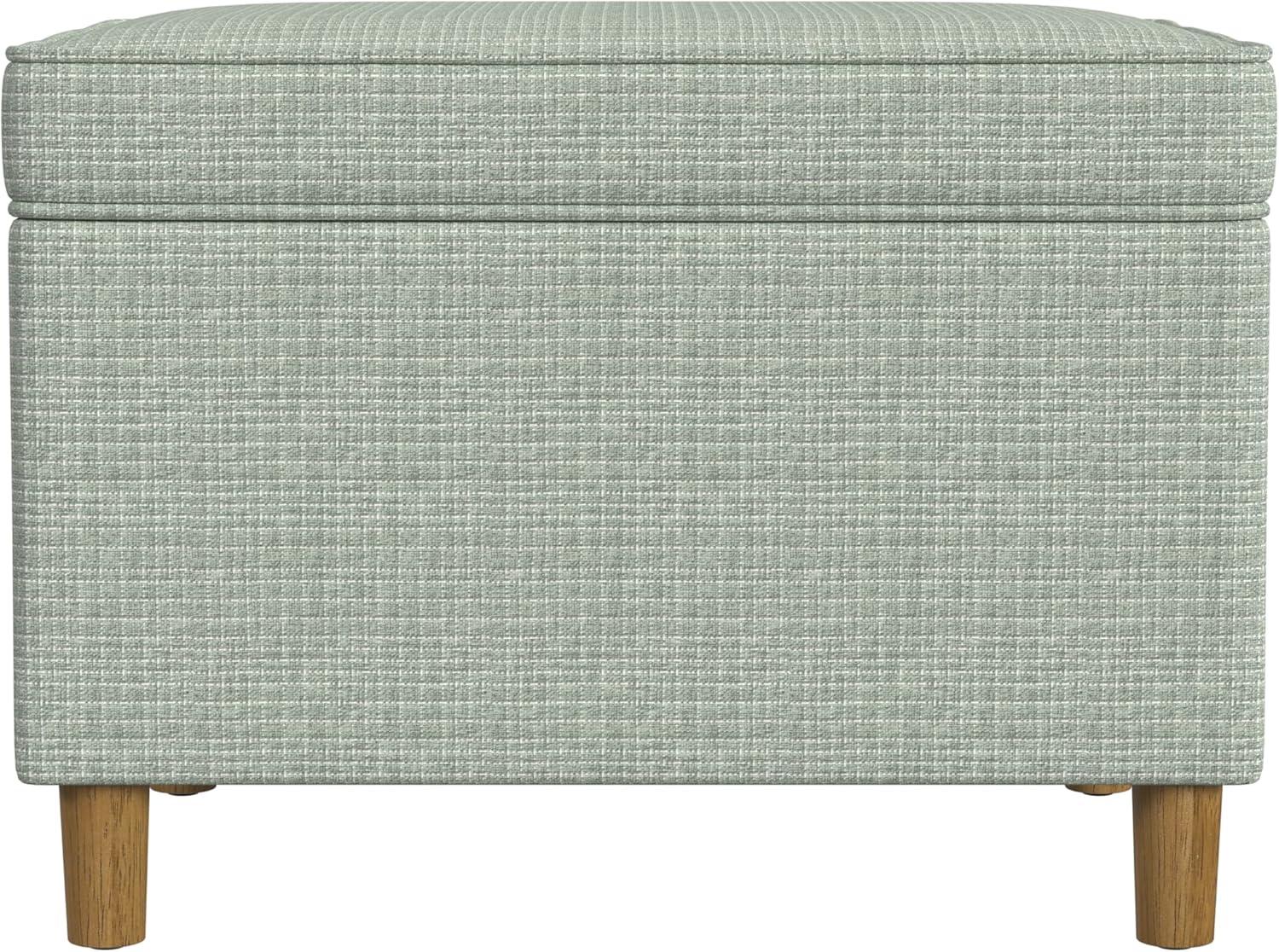 HomePop 24" Dinah Storage Ottoman Sage: Upholstered Footstool, Traditional Rectangle Shape, Spot Clean