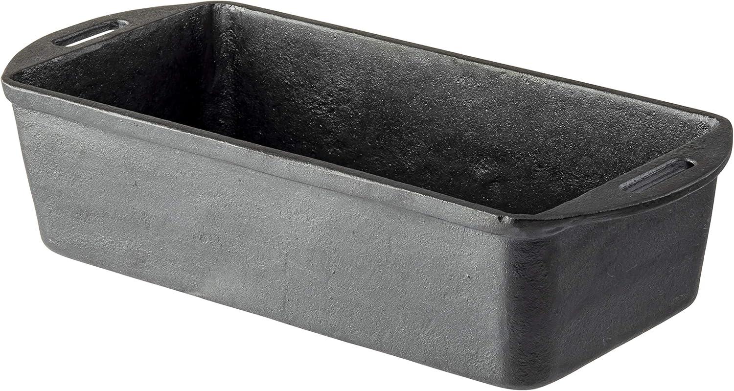 Rectangular Black Cast Iron Loaf Pan with Handles