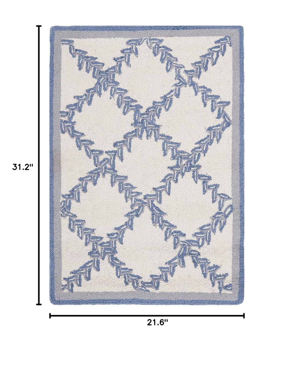 Chelsea HK230 Hand Hooked Accent Rug - Ivory/Light Blue - 1'8"x2'6" - Safavieh.