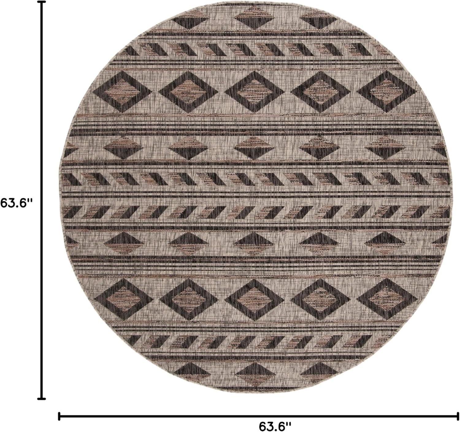 Courtyard CY8529 Power Loomed Indoor/Outdoor Area Rug - Grey/Black - 5'3"x5'3" - Safavieh.