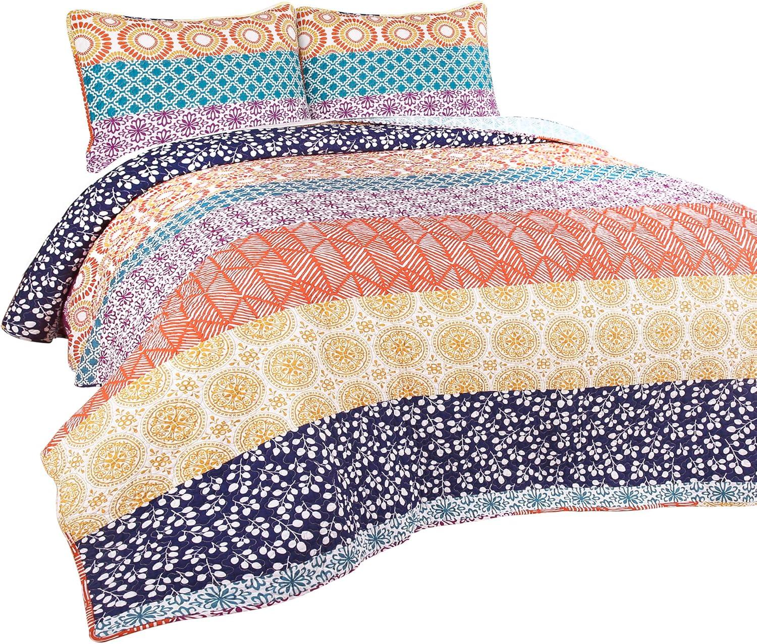 Lush Decor Bohemian 100% Cotton Reversible 3-Piece Quilt Set