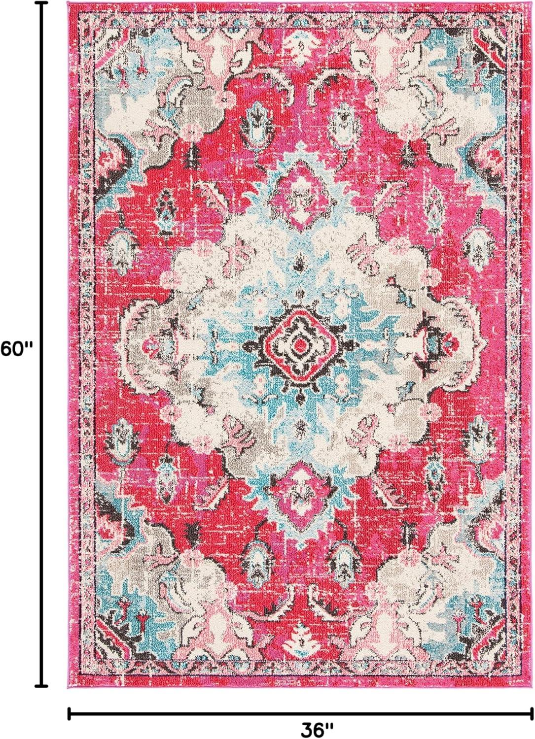 Madison MAD484 Power Loomed Indoor Accent Rug - Fuchsia/Light Blue - 3'x5' - Safavieh