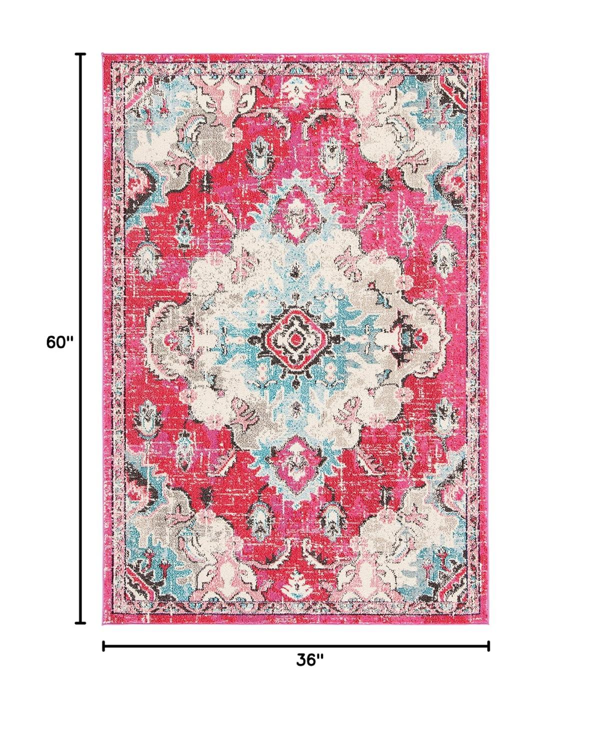Madison MAD484 Power Loomed Indoor Accent Rug - Fuchsia/Light Blue - 3'x5' - Safavieh