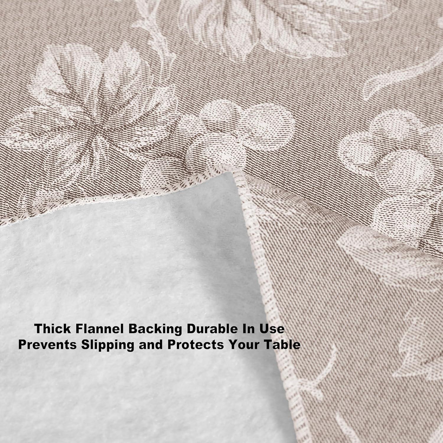 Taupe Grapevine Print Vinyl Tablecloth with Flannel Backing