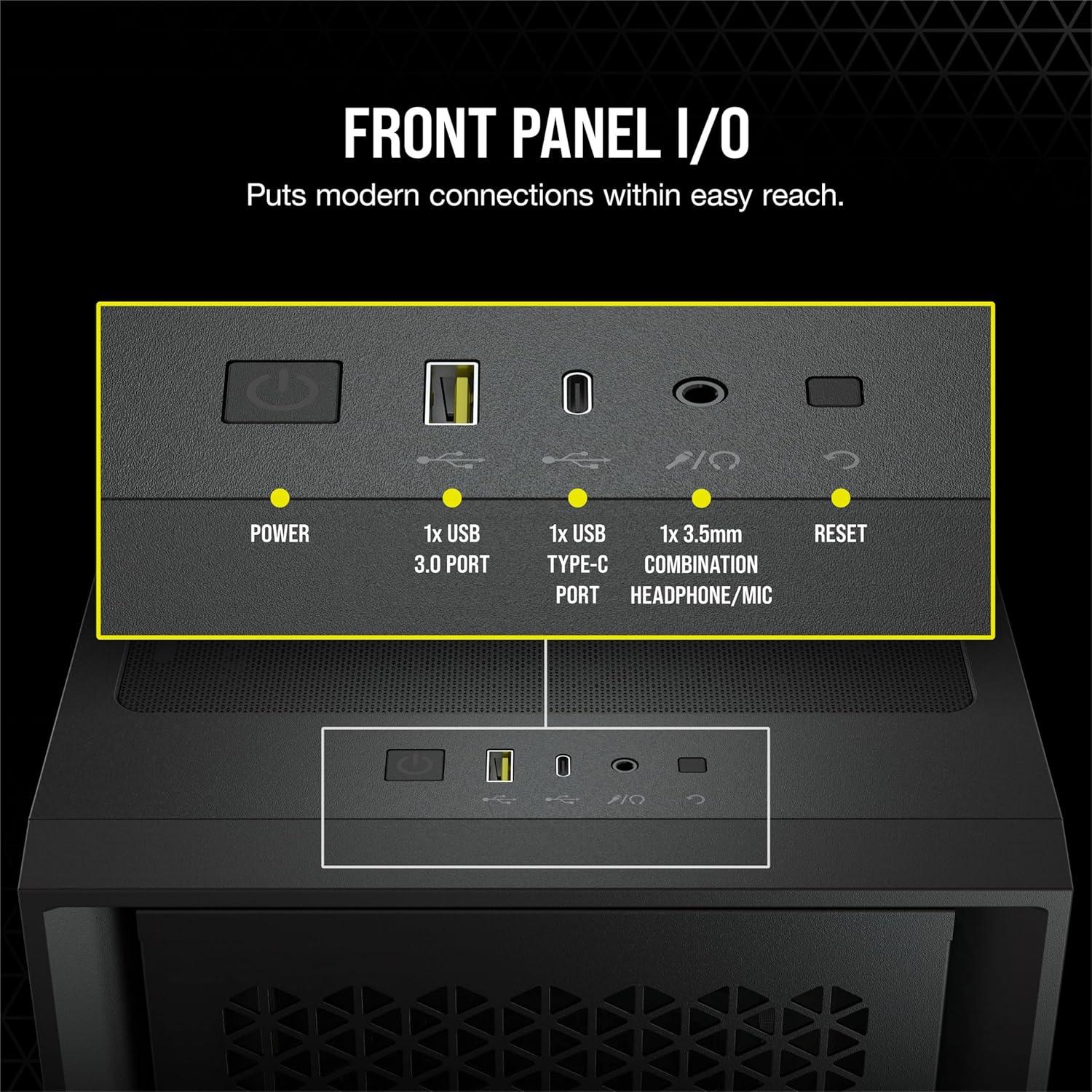 Corsair 4000D AIRFLOW Tempered Glass Mid-Tower ATX Case - Black - Mid-tower - Black - Steel, Tempered Glass, Plastic - 4 x Bay - 2 x 4.72" x Fan(s) Installed - 0 - ATX Motherboard Supported - 6 x