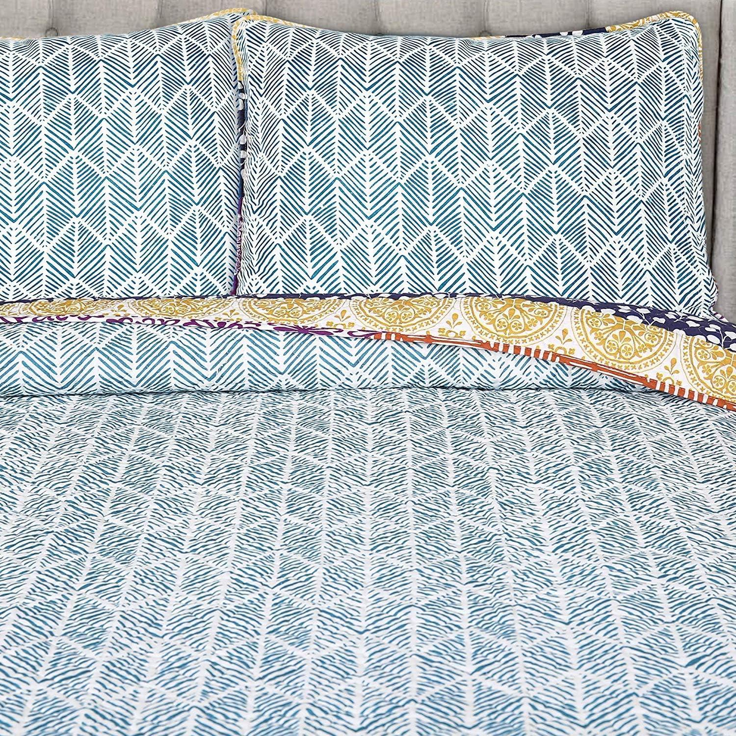 Lush Decor Bohemian 100% Cotton Reversible 3-Piece Quilt Set