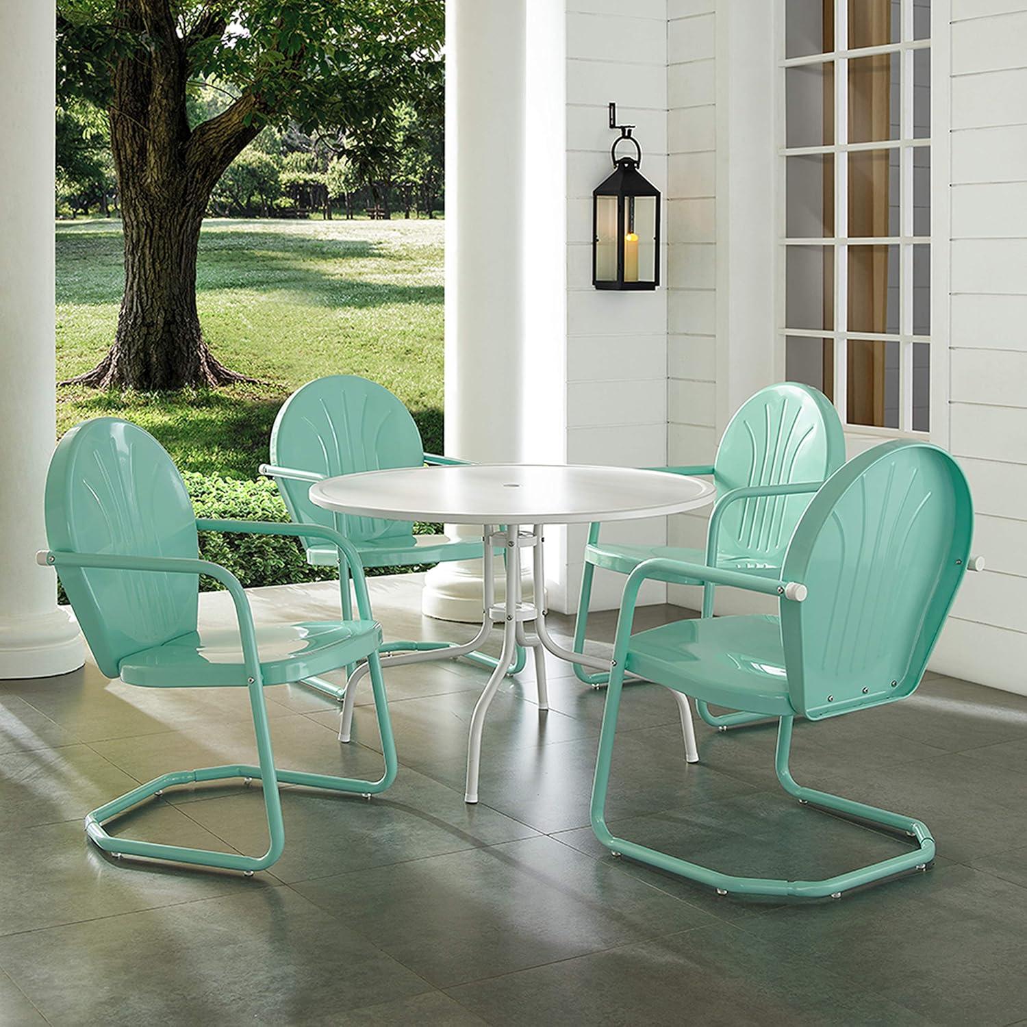 Burley Round 4 - Person 39" Long Powder Coated Steel Dining Set