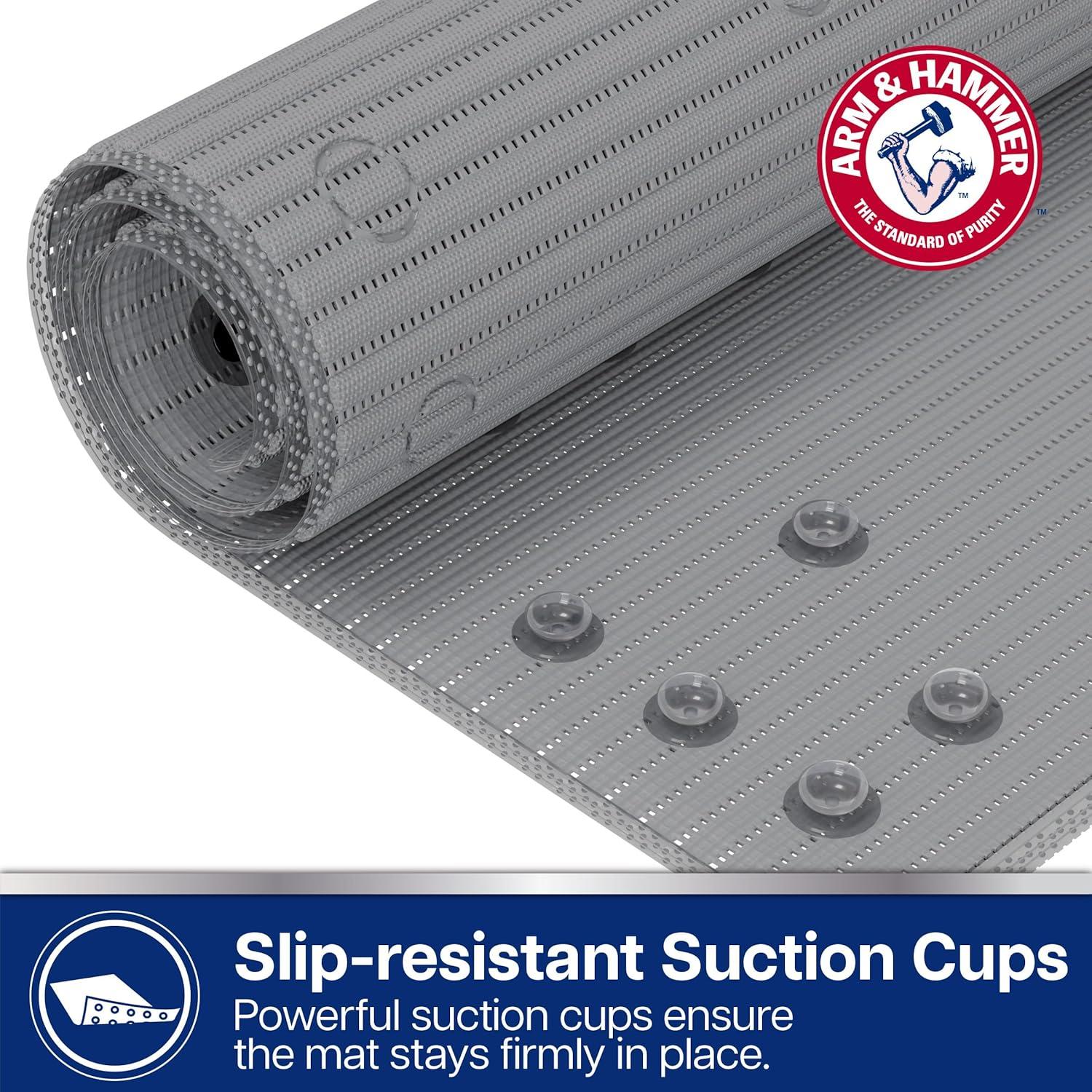 Arm & Hammer Comfort Touch Performance Foam Non-Slip Bath Mat for Showers and Tubs, 17 x 40, Grey