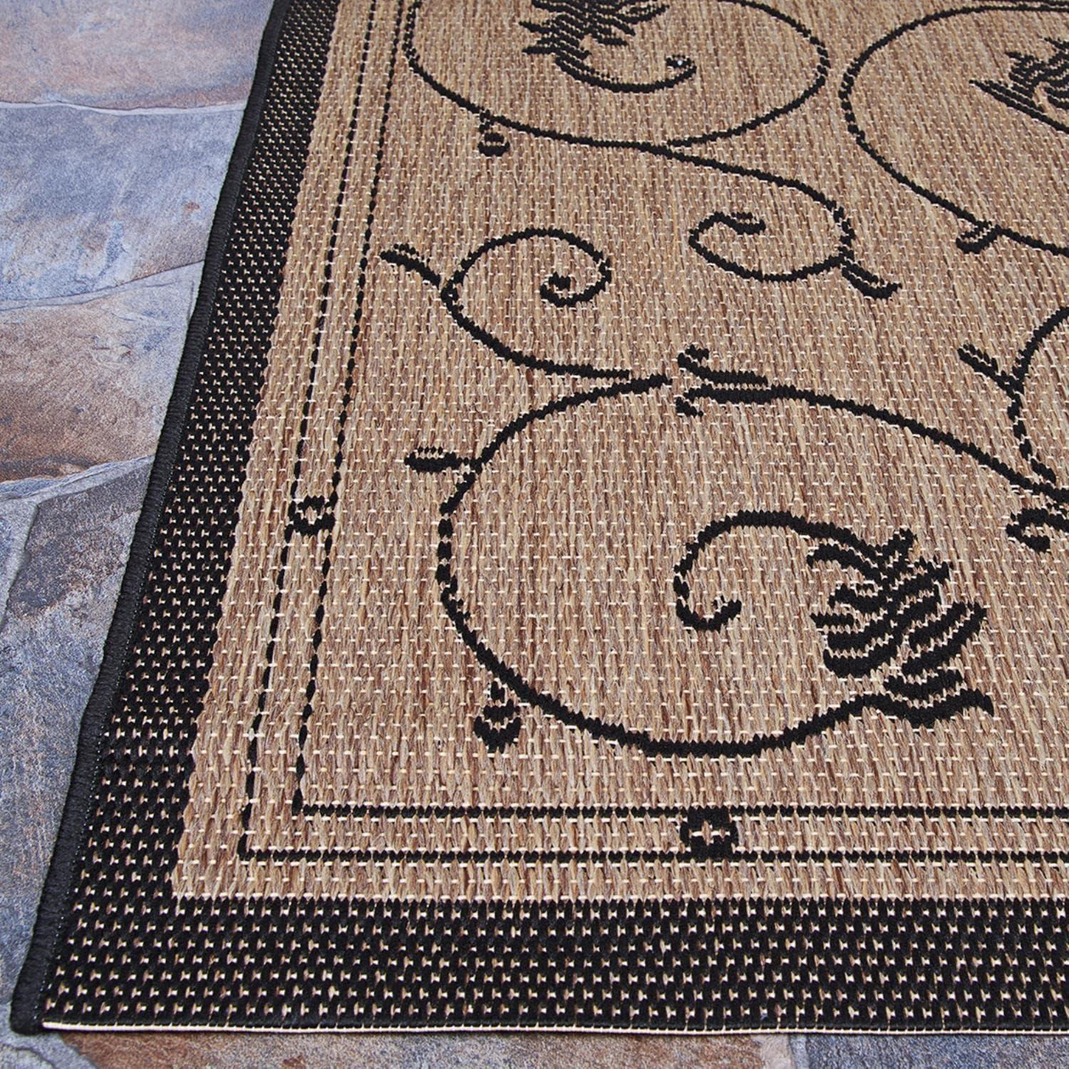 Couristan Recife Veranda Indoor / Outdoor Area Rug, Cocoa- Black, 7'6" x 10'9"