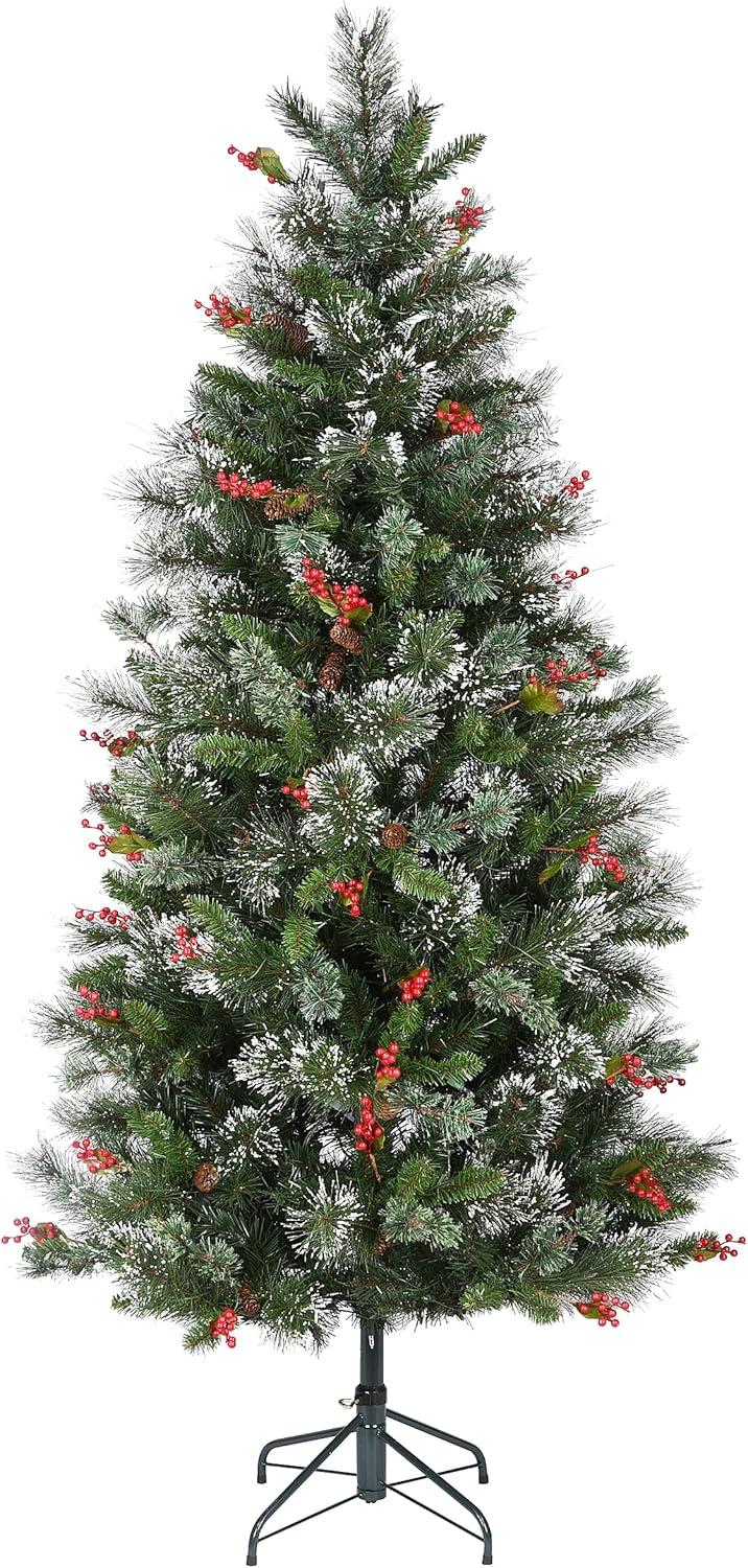 Prelit Flocked Pine Artificial Christmas Tree Clear Lights - National Tree Company