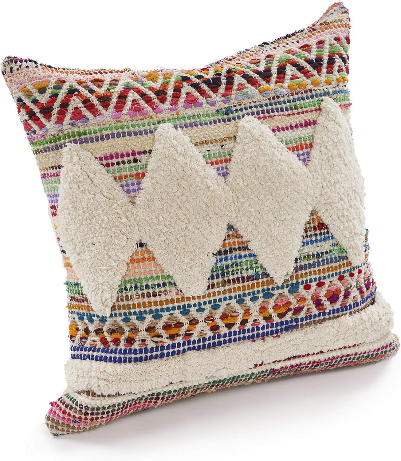 Amara 18" Multicolor Embroidered Cotton Throw Pillow Set