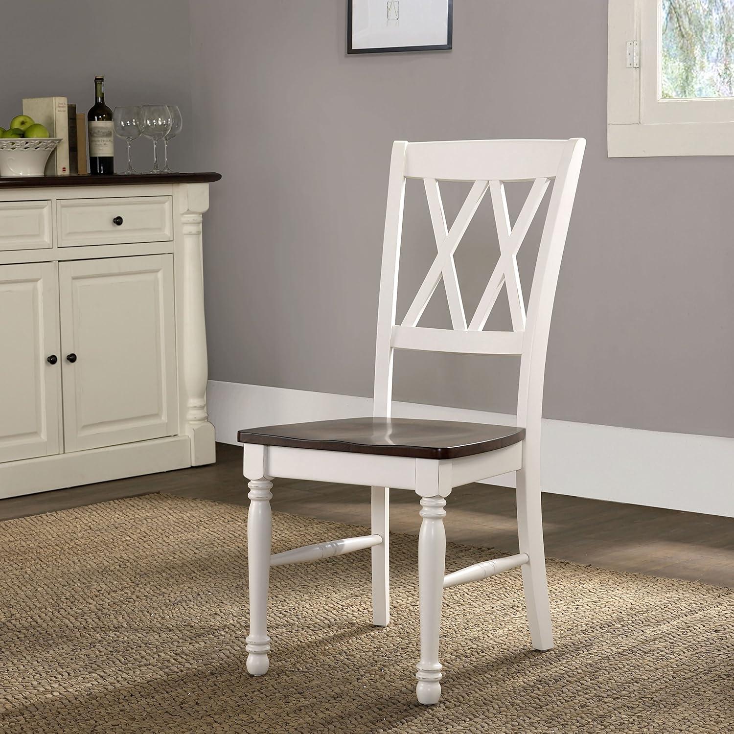 Set of 2 Shelby Dining Chair White - Crosley: Solid Hardwood, Traditional X-Back Design, Rubberwood Legs