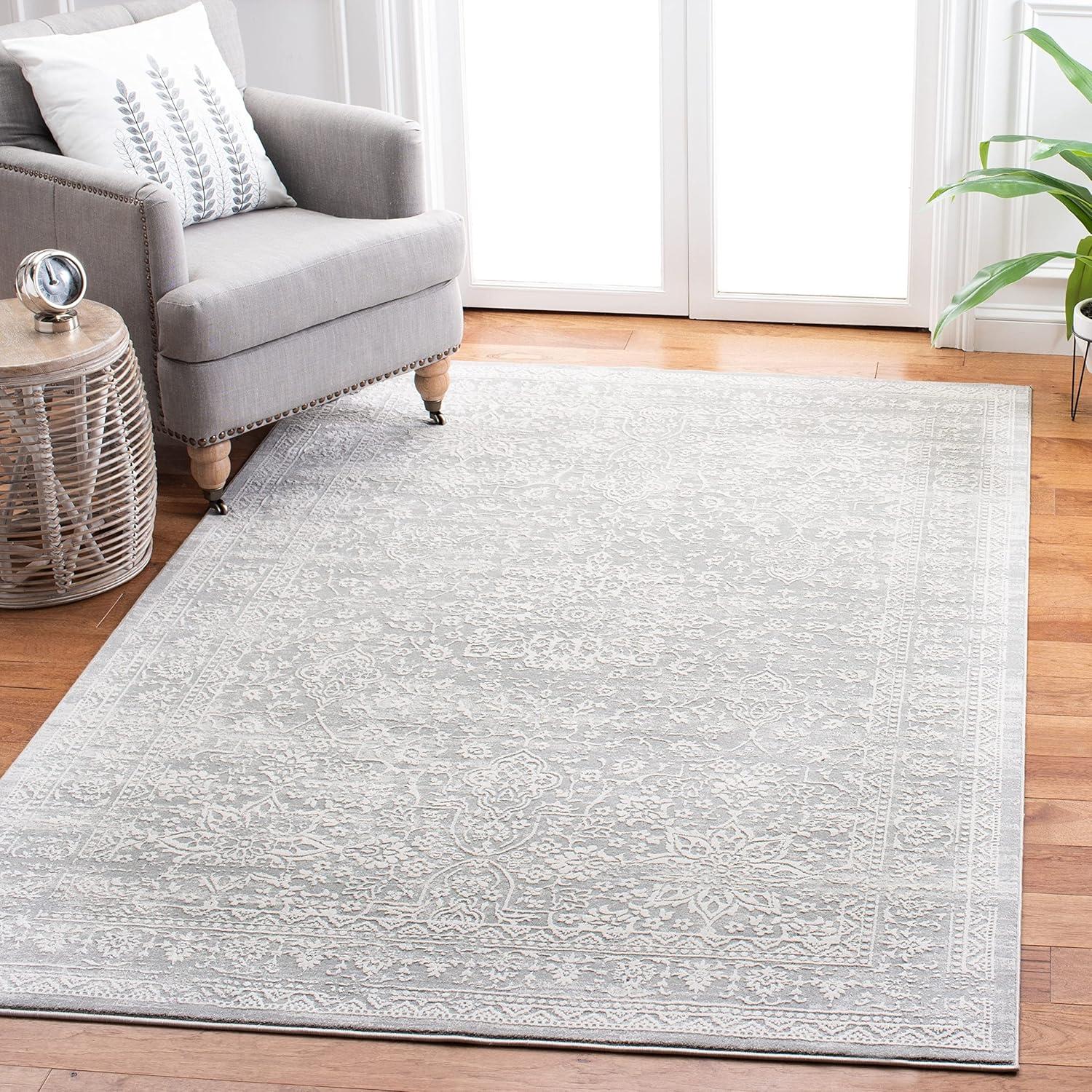 Elegant Gray and Beige Hand-Knotted Viscose Cotton Blend Runner Rug, 2' x 8'