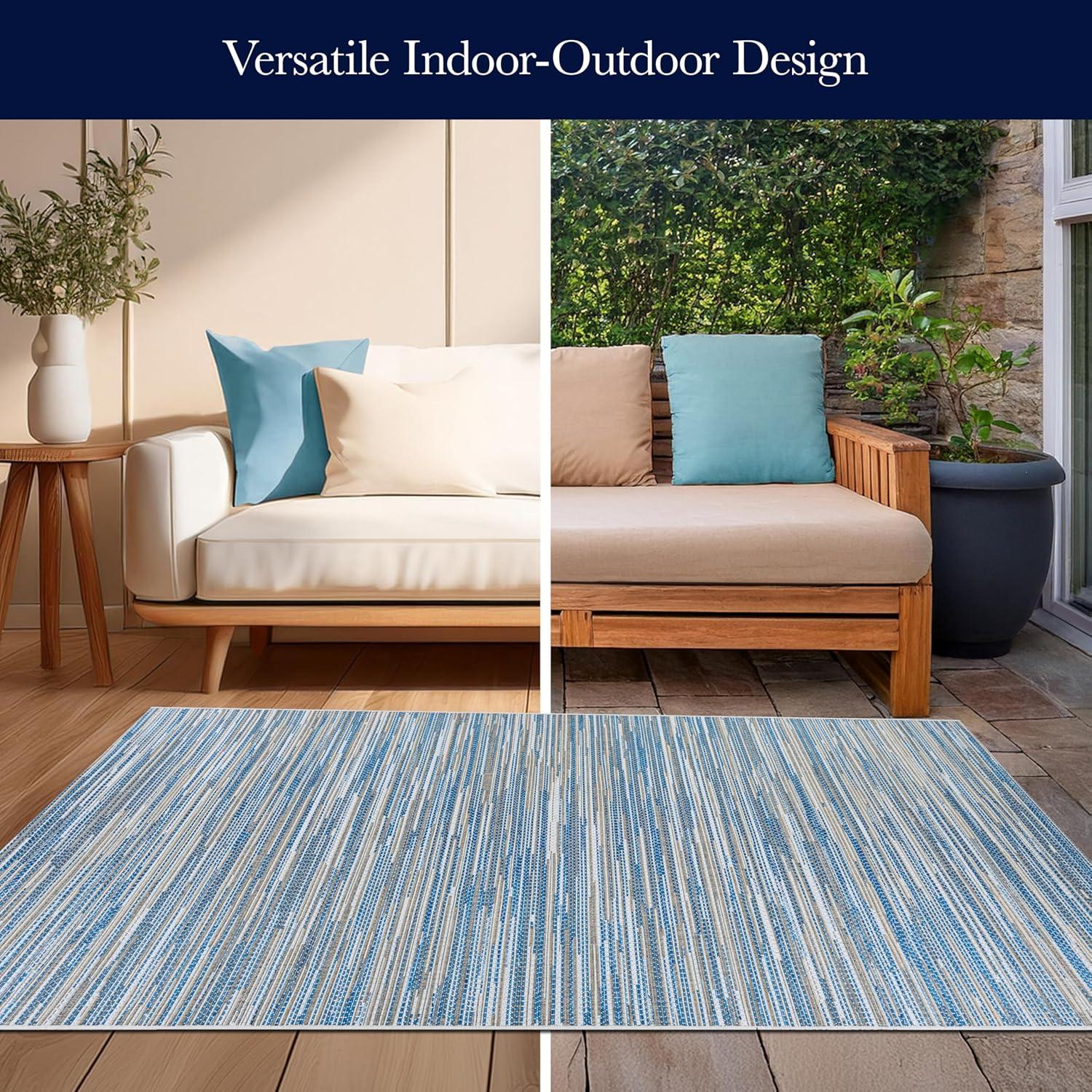 Couristan Monte Carlo Coastal Breeze Indoor/Outdoor Area Rug, 5'3" x 7'6", Taupe-Champagne