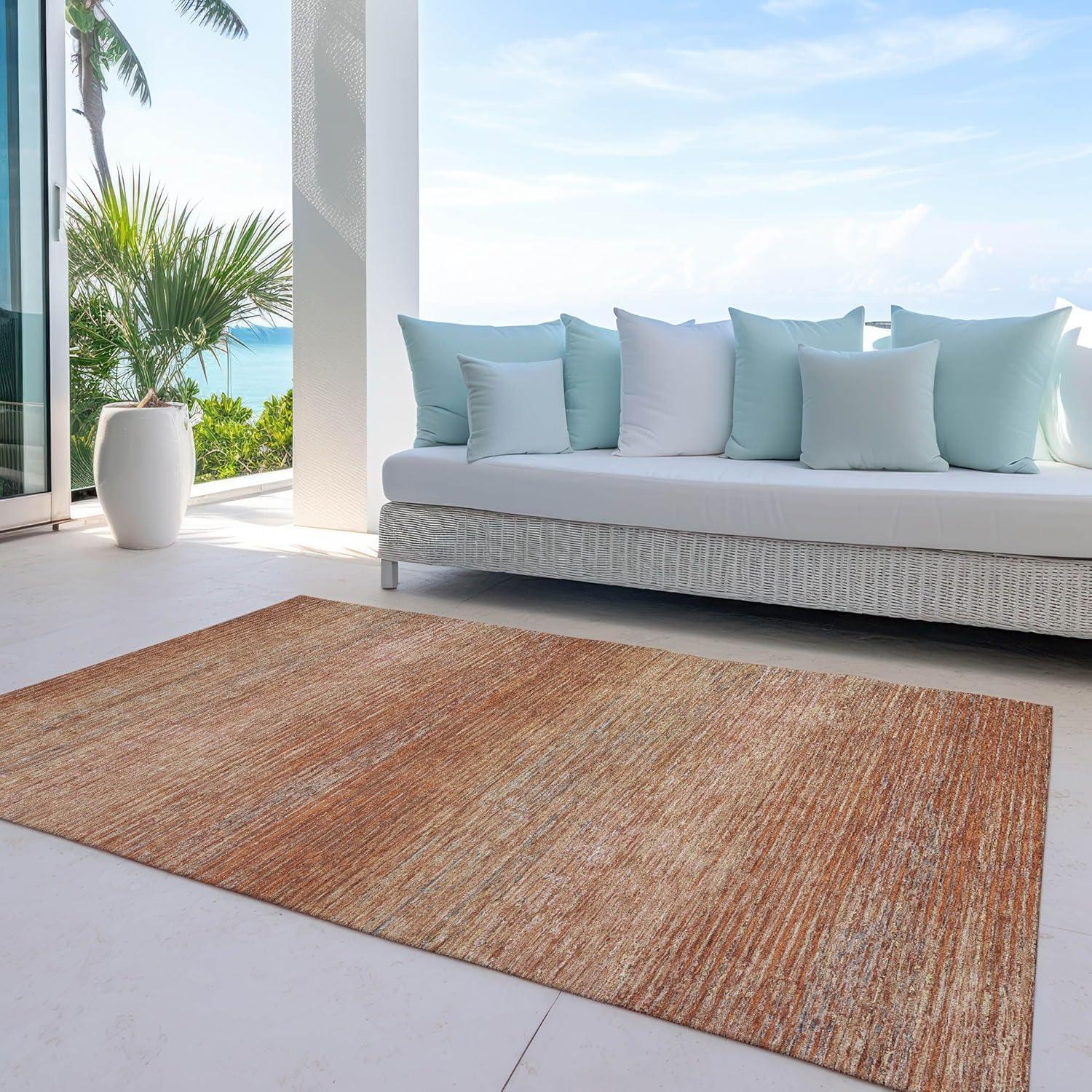Machine Washable Indoor/Outdoor Christain ACN1266 Copper Rug