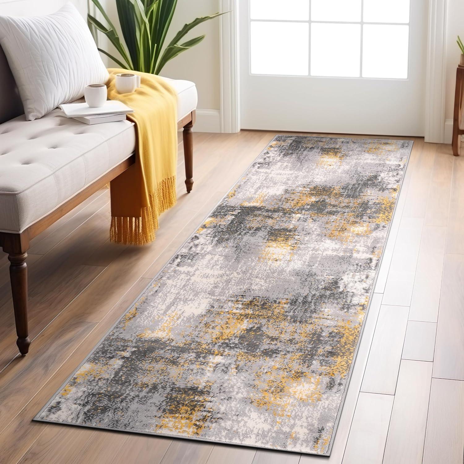World Rug Gallery Dublin Contemporary Abstract Area Rug - Blue 2'x3':  Stain & Fade-Resistant,  Low Pile,  Indoor Use