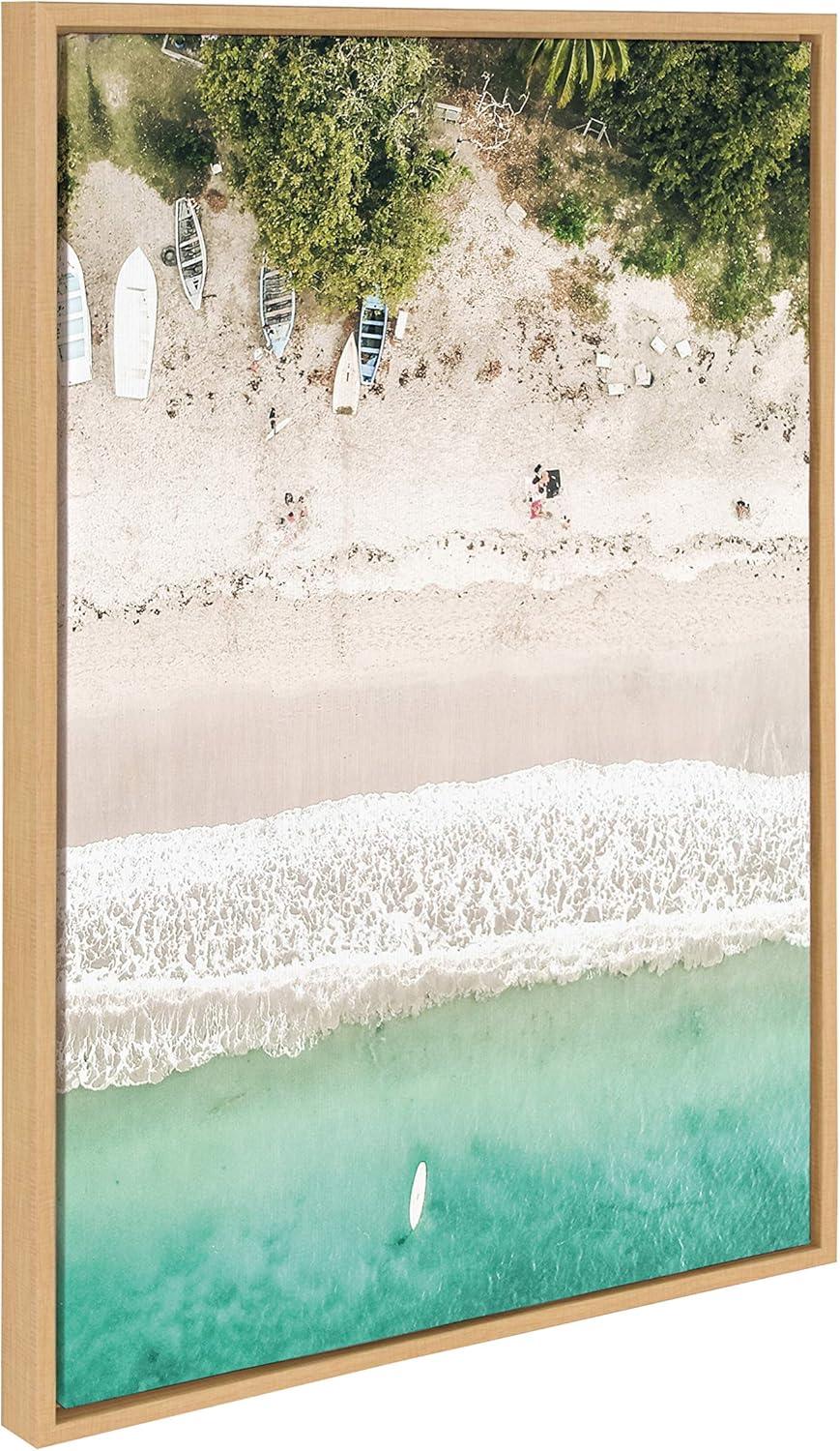 23" x 33" Sylvie Tropical Beach From Above Framed Canvas by Amy Peterson - Kate & Laurel All Things Decor