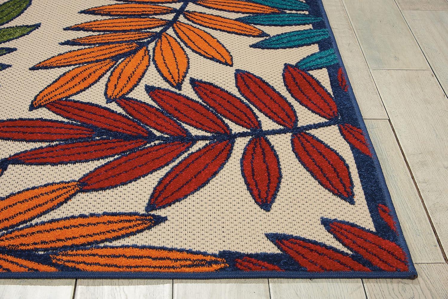 Nourison Aloha Floral Leaf Flatweave High-Low Indoor Outdoor Area Rug Multicolor 5'3" x 7'5"