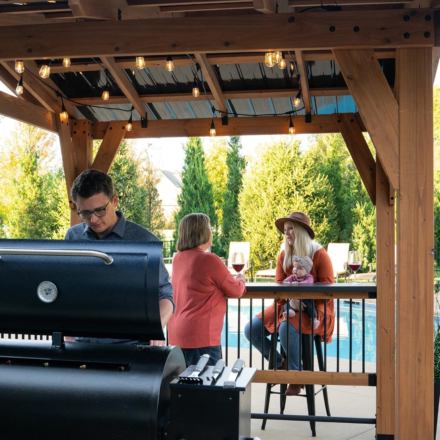 Granada Cedar and Steel Grill Gazebo with Outdoor Bar