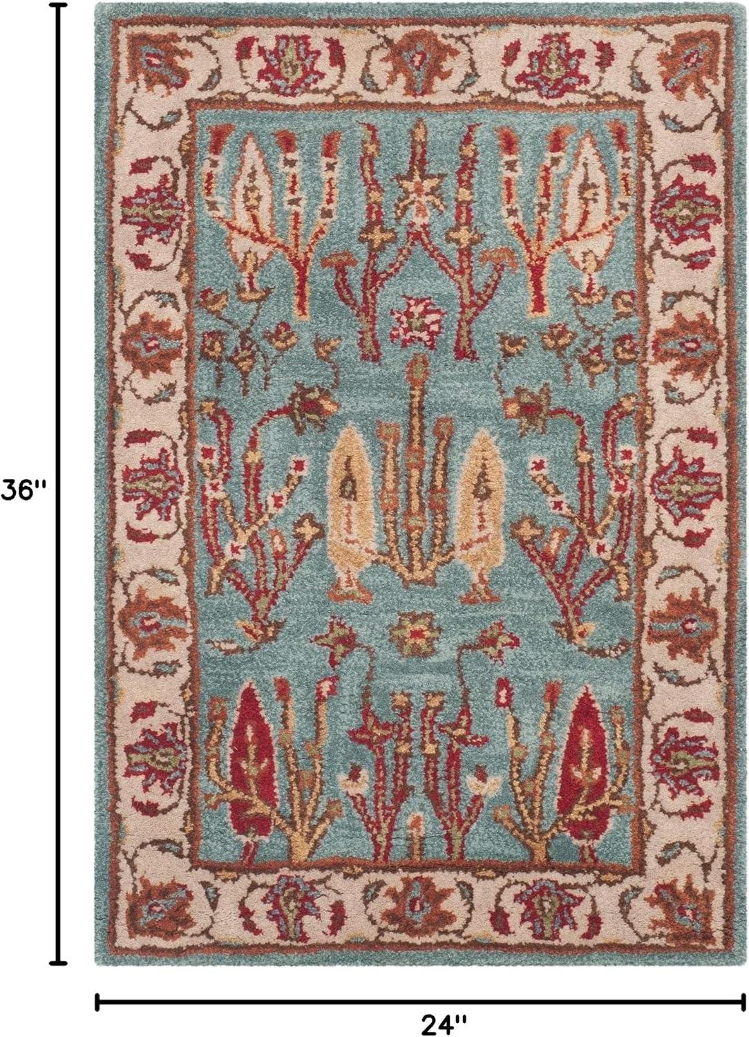 SAFAVIEH Heritage Donette Traditional Wool Area Rug, Blue/Ivory, 9' x 12'