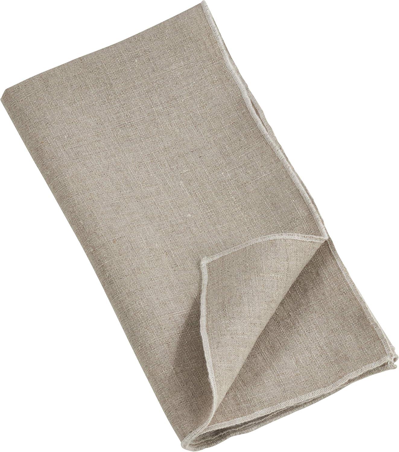 Saro Lifestyle Stitched Border Stonewashed Linen Napkins (Set of 4)